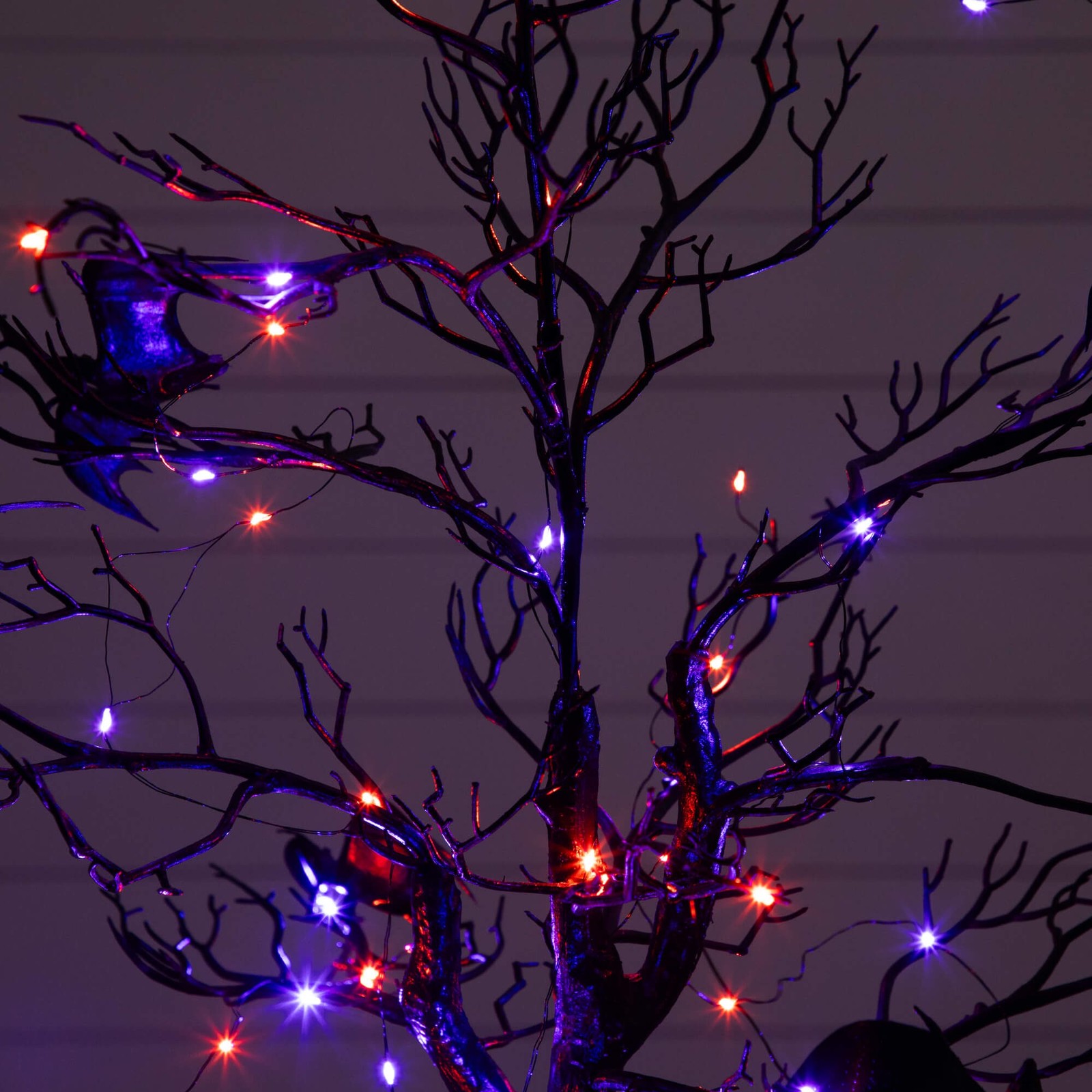 Nearly Natural 4ft Pre-Lit Halloween Black Spooky Twig Tree w/ Bats & 120 LED