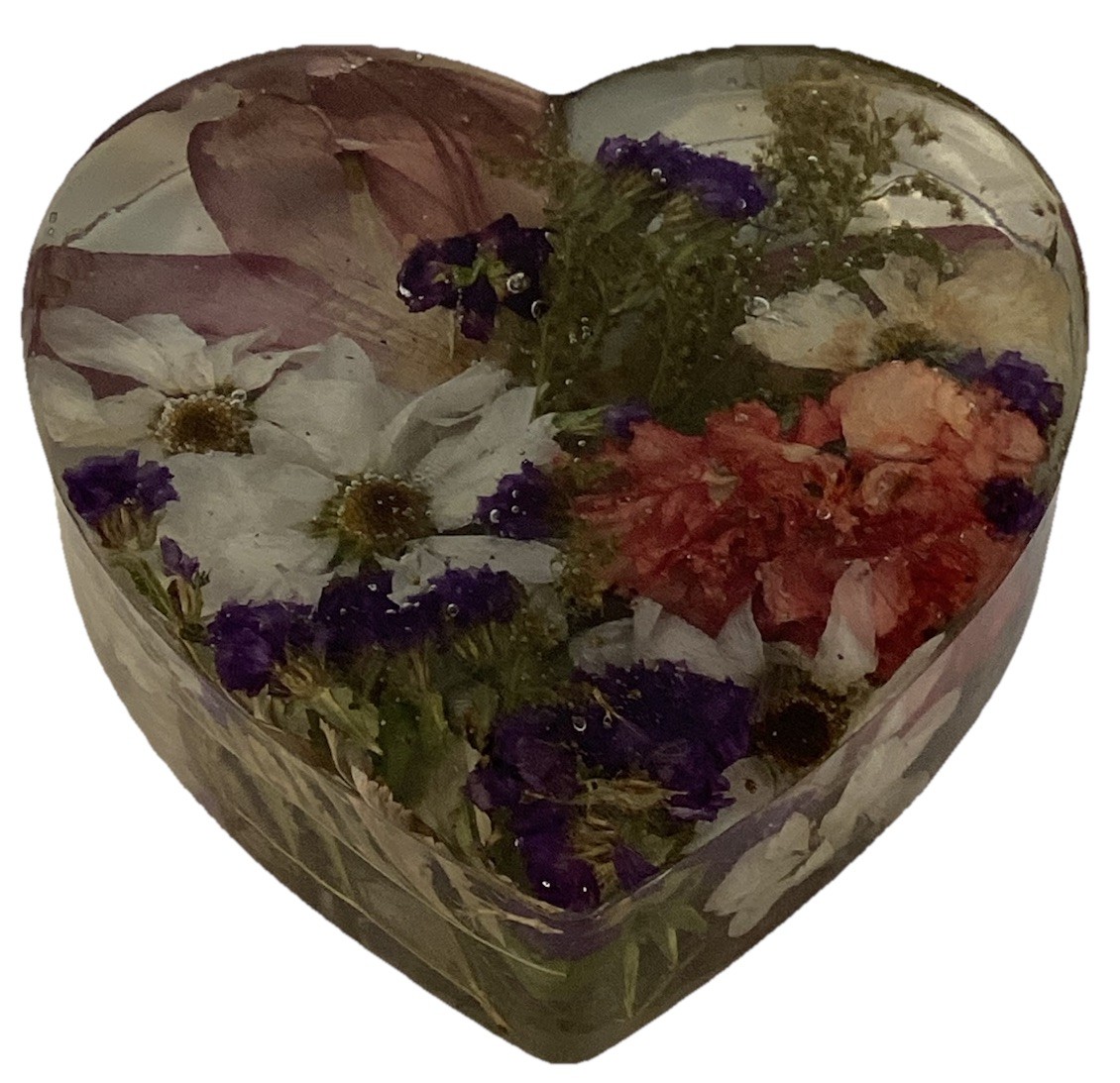 Large Standing Heart Resin Preserved Real Colorful Floral Flowers Home Decor