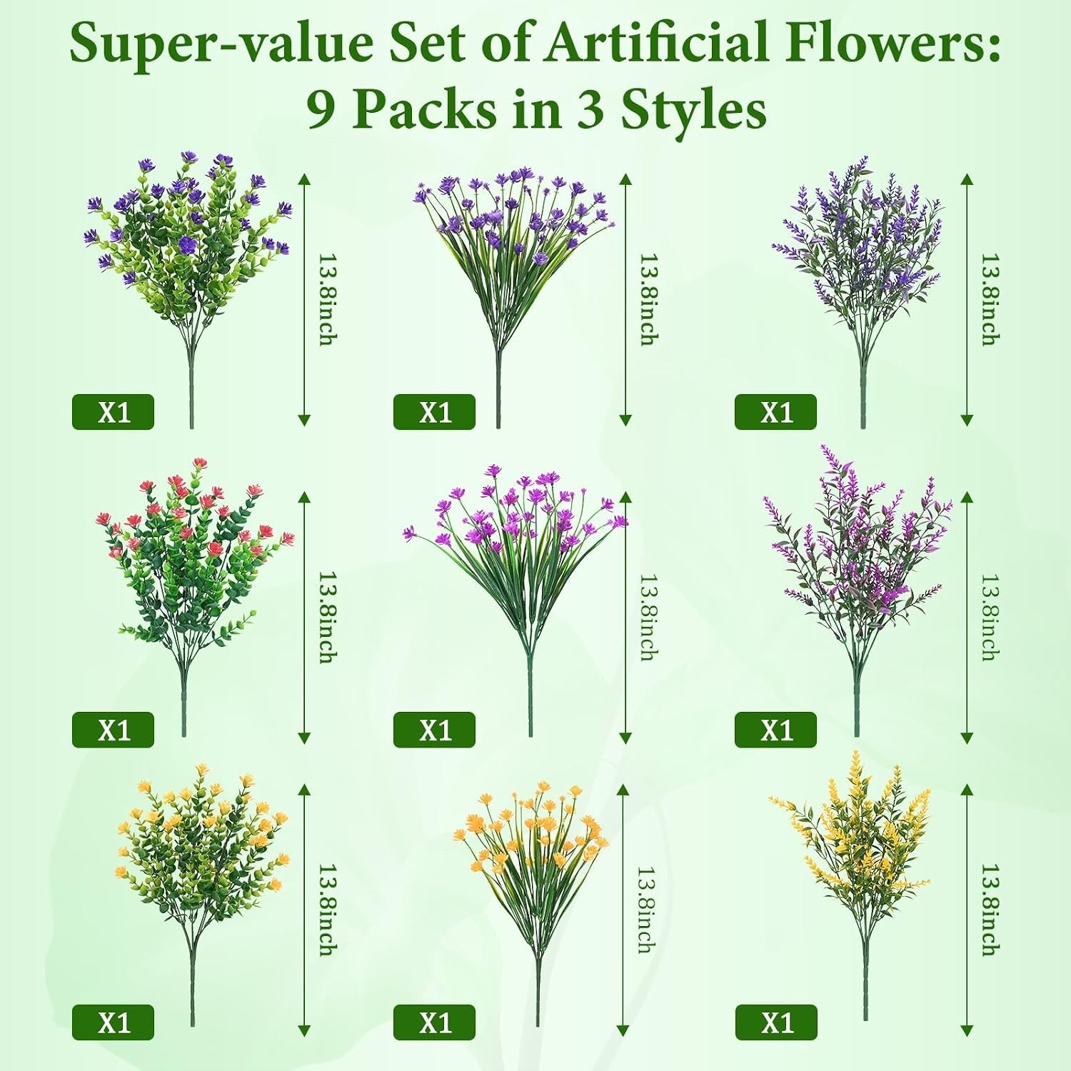 Artificial Flowers for Outdoors UV Resistant, 9 Bundles Realistic Outdoor Art…