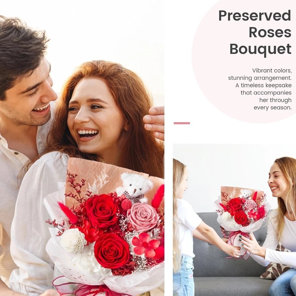 Polylove Forever Flower Bouquet Flowers for Delivery Prime Preserved Roses with