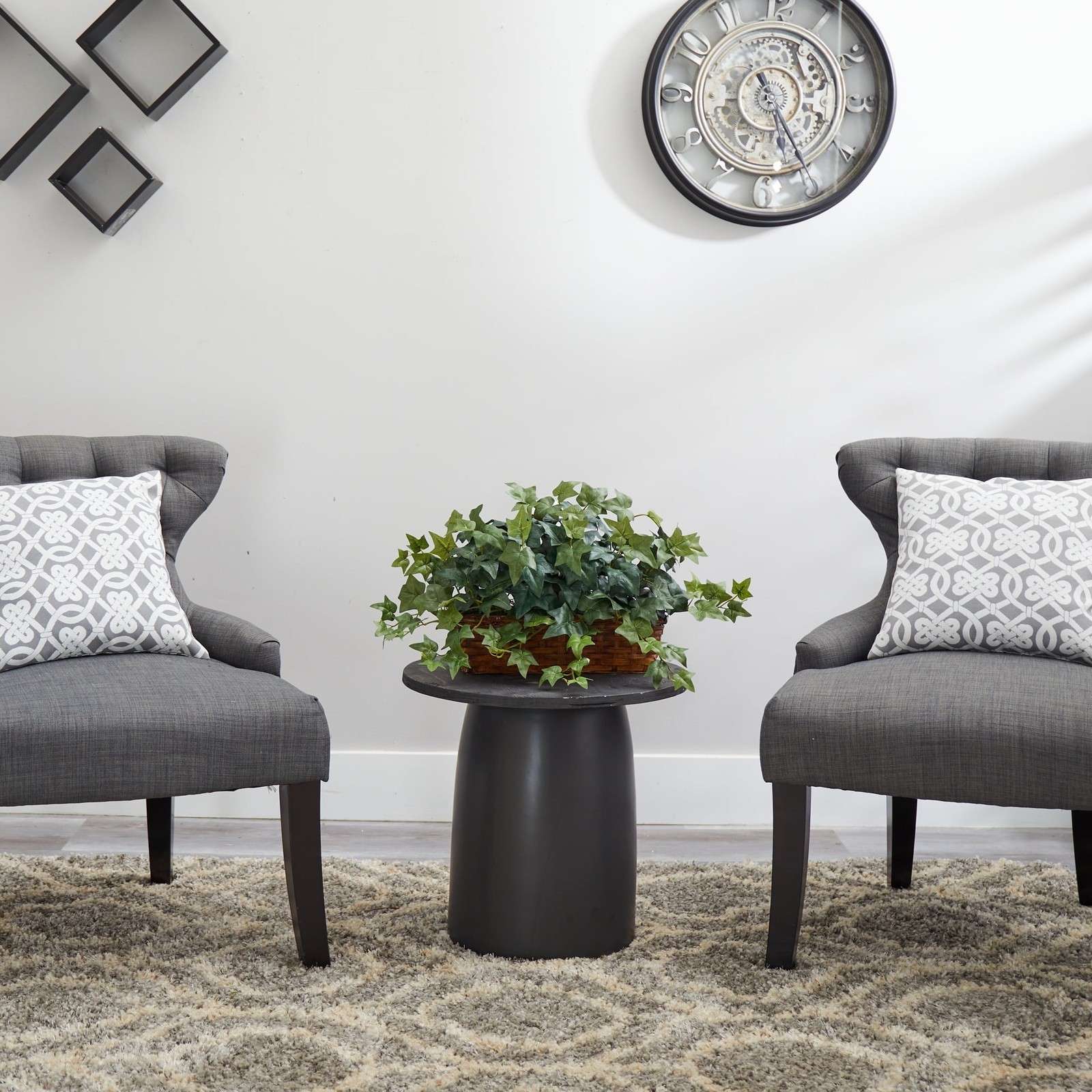 12.5″ Puff Ivy Artificial Plant W/ Ledge Basket Green Compact Versatile Decor