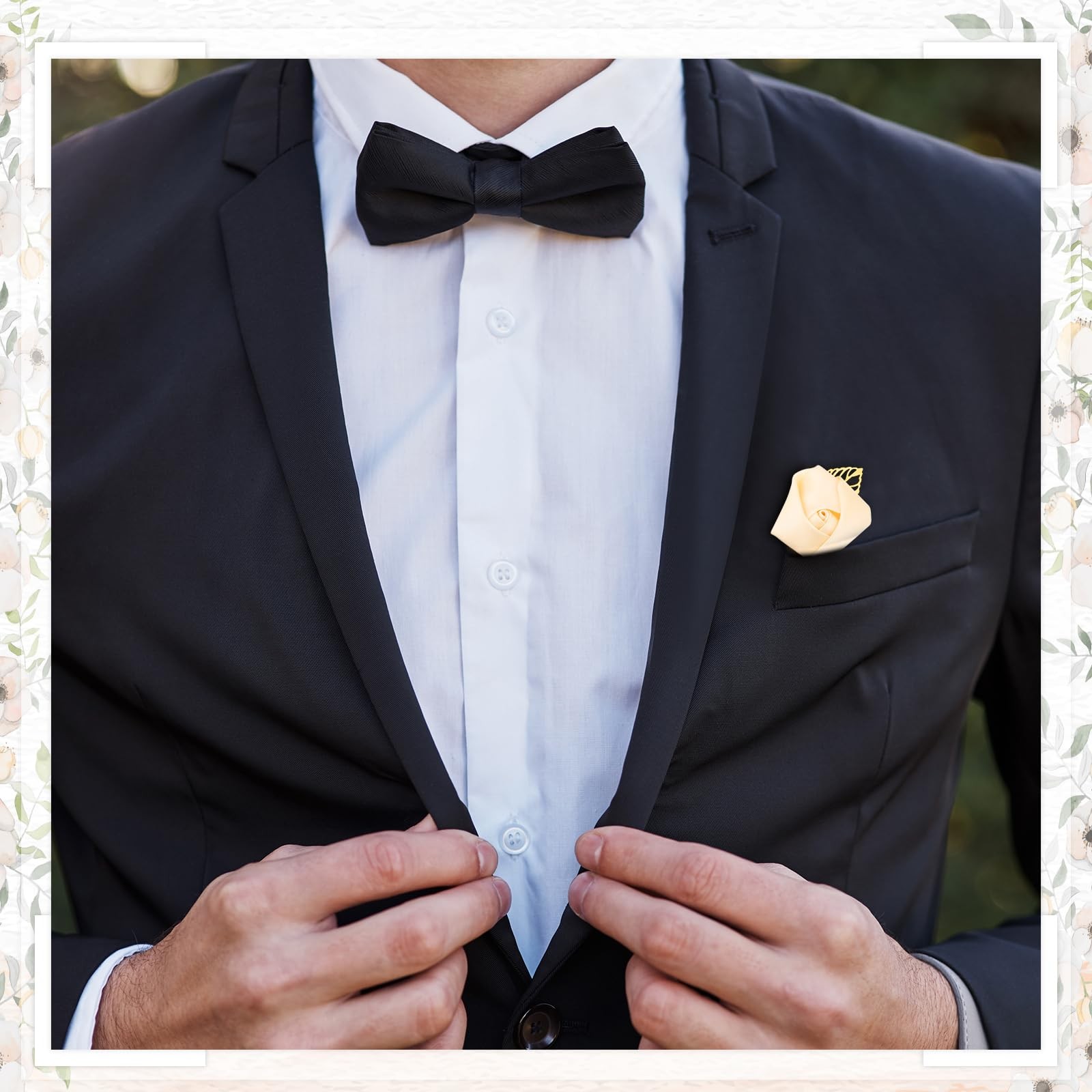24 Pcs Boutonniere Rose Boutonniere Wedding Buttonholes Pocket For Men Wedding F