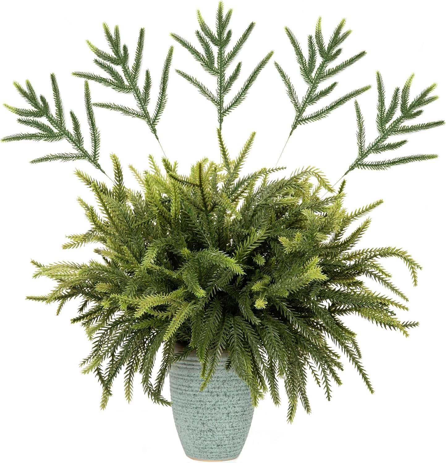 24 Pcs Norfolk Pine Stems, 13.8″ Artificial Faus Pine Branches, Real Touch Pine