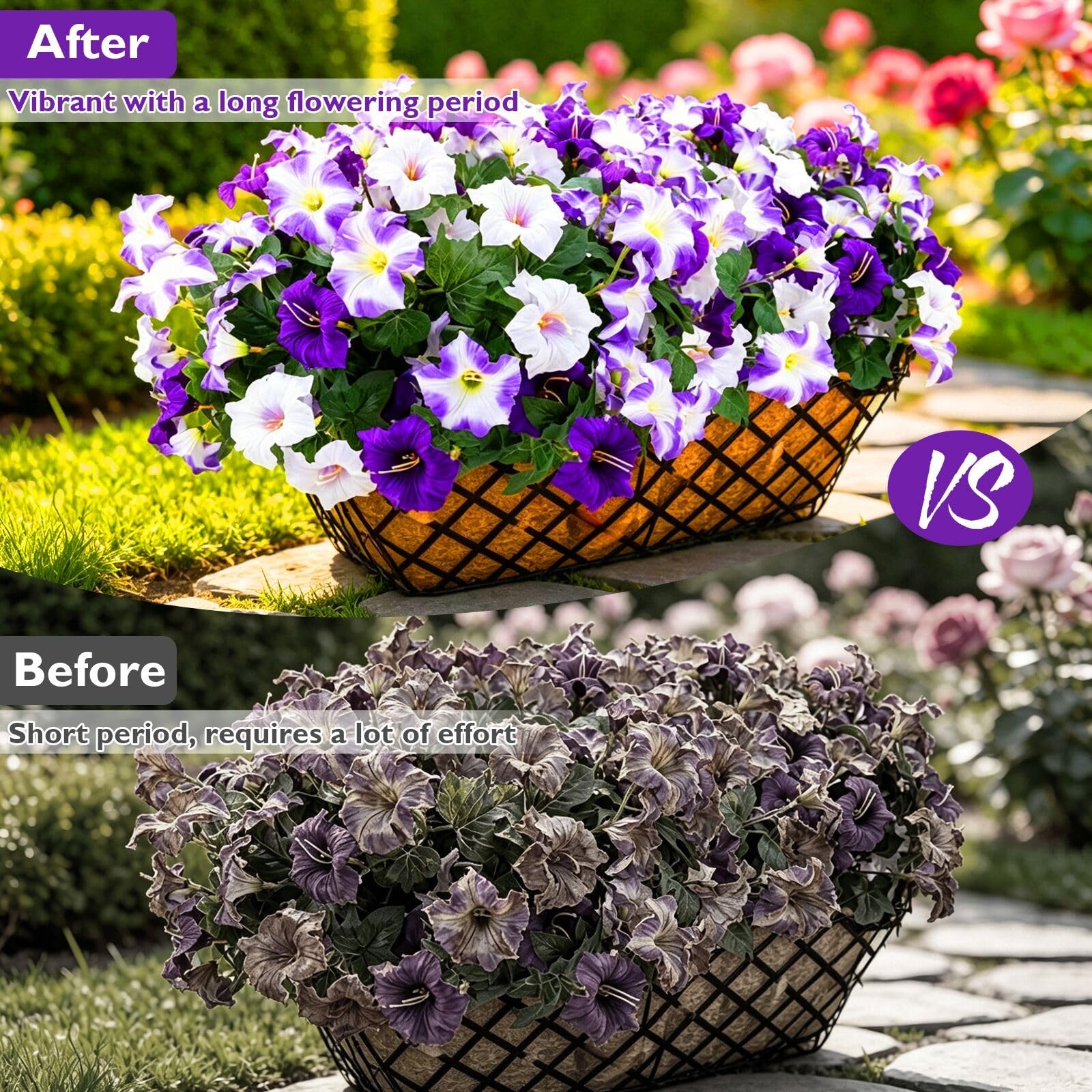 Artificial Flowers for Outdoors, 6 Bundles Fake Flowers Artificial Petunias f…