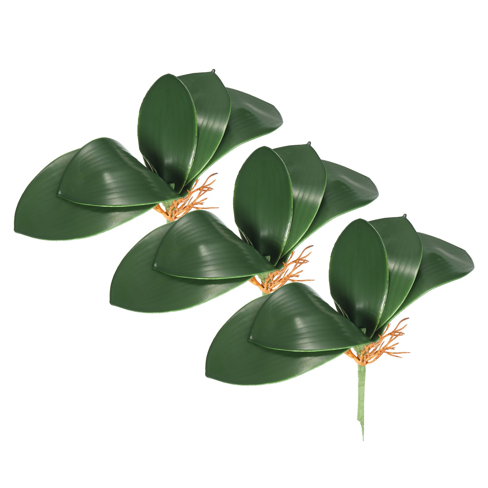 3 Pcs 9.45 Inch Faux Orchid Leaves 5 Petals Artificial Leaf with Stems