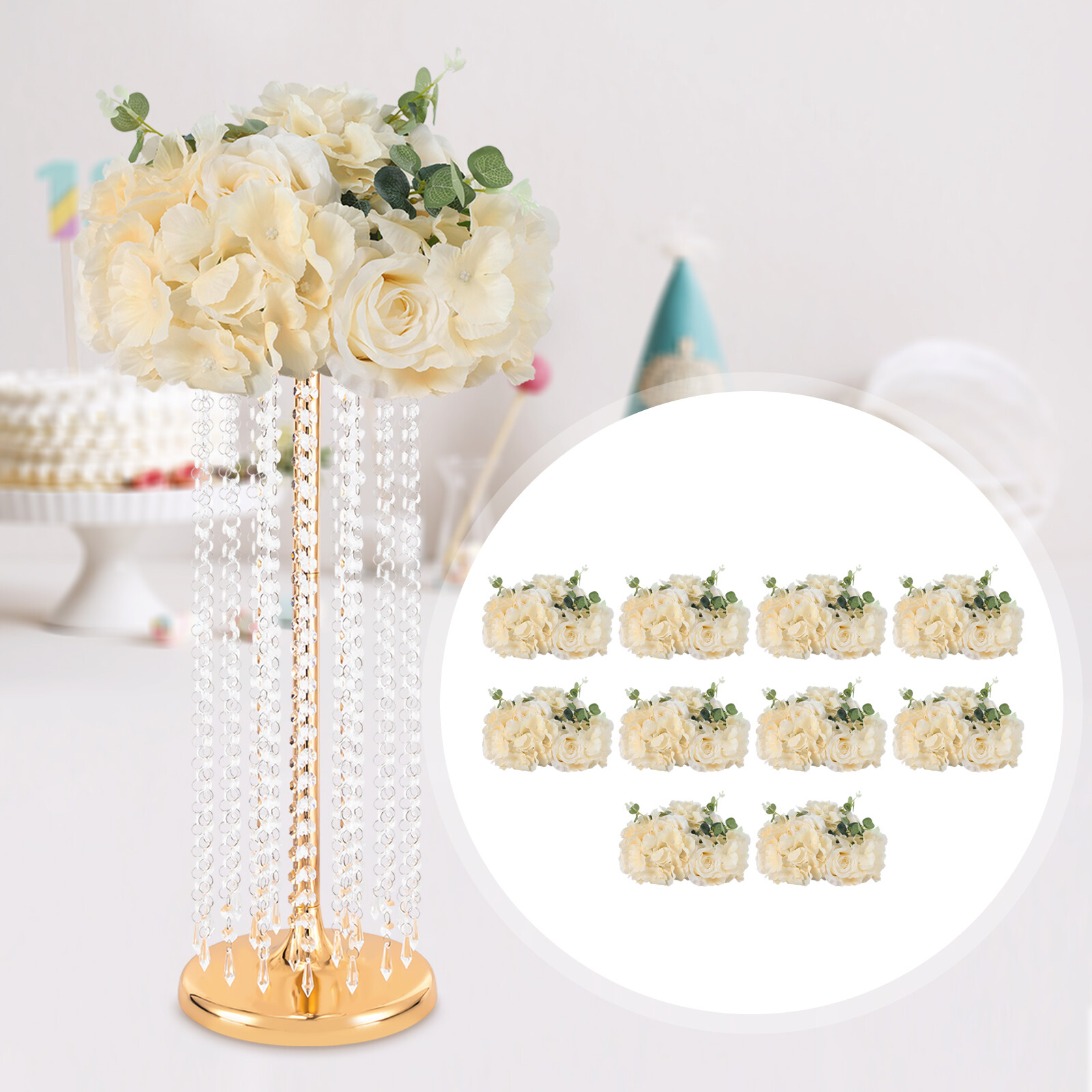 Flower Ball Centerpieces for Table 10 Pcs Fake Plastic Rose Centerpiece Flowers