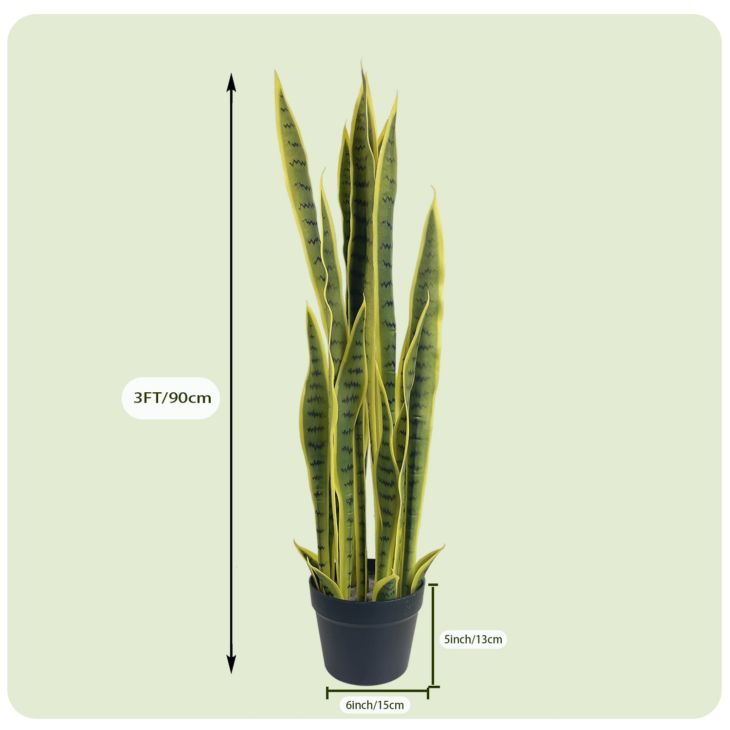 2Pcs 3FT Potted Fake Snake Plant, Realistic Foliage for Home