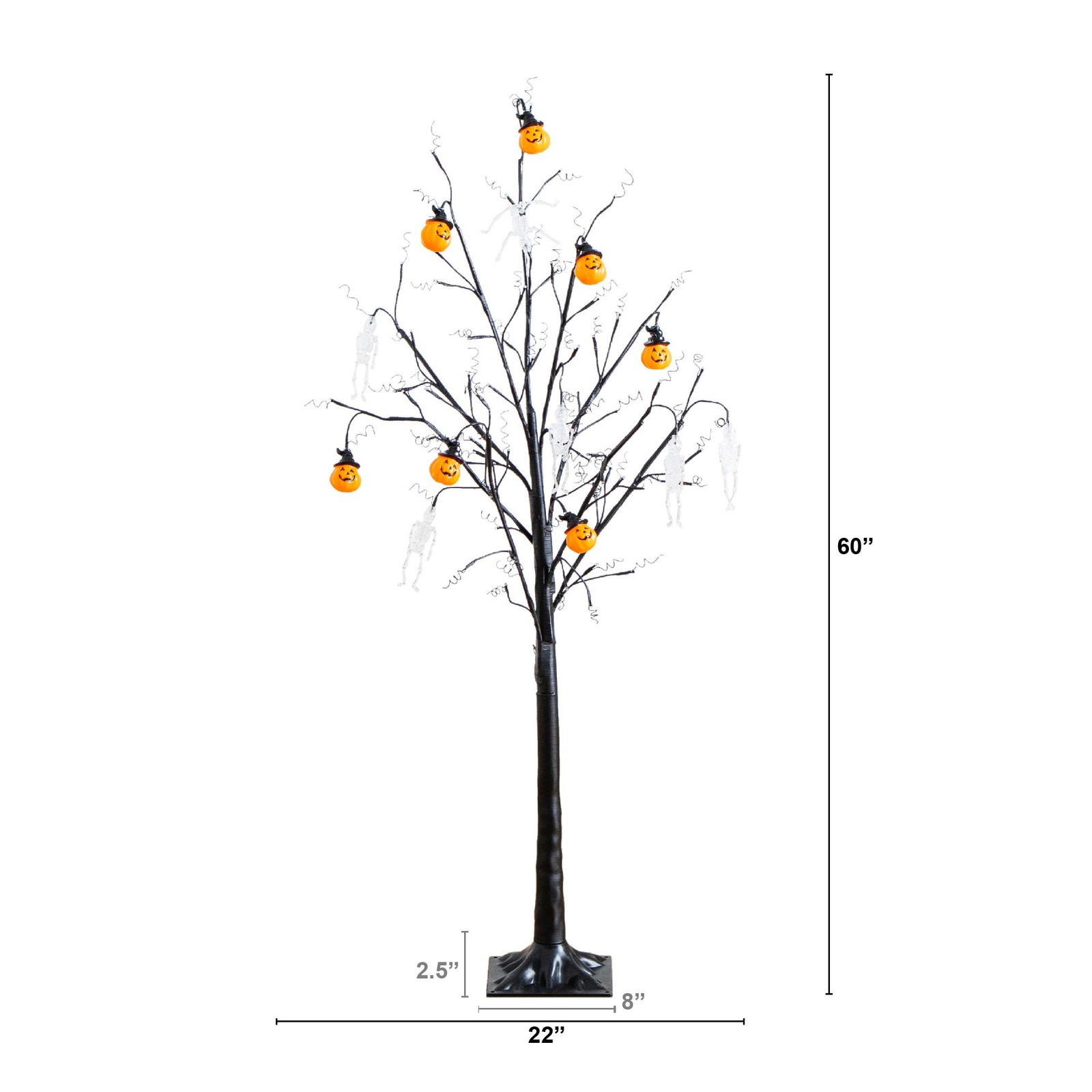 Nearly Natural 5ft Pre-Lit Halloween Pumpkins & Skulls Ornament Tree w/ 72 LED