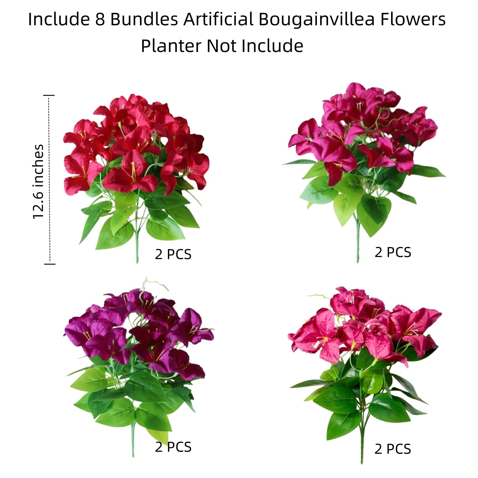 Artificial Bougainvillea Flowers Faux Plants for Outdoors, Fake UV Resistant …