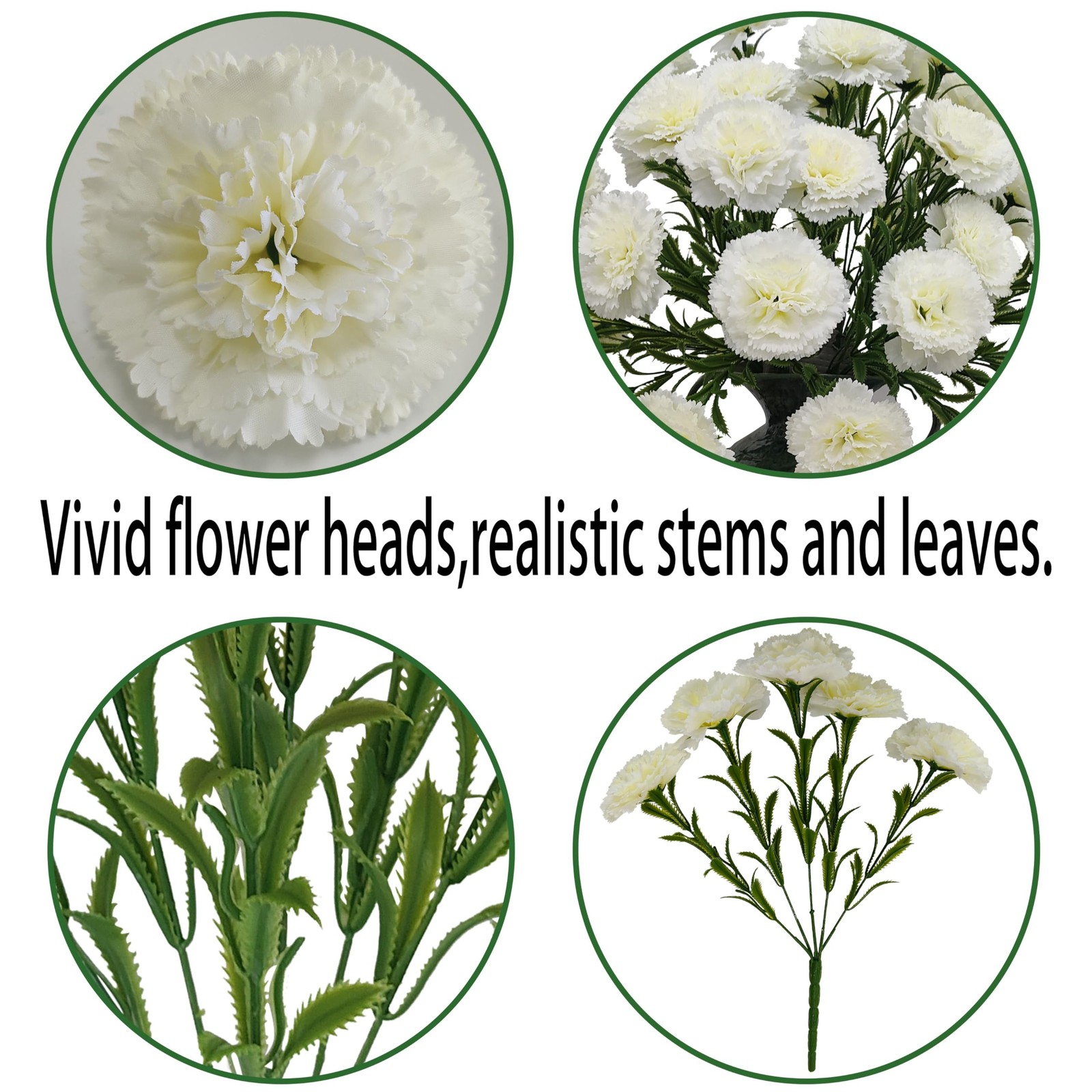 Carnations Artificial Flowers,8PCS 40 Heads Faux Fake Silk Carnations,16 in C…