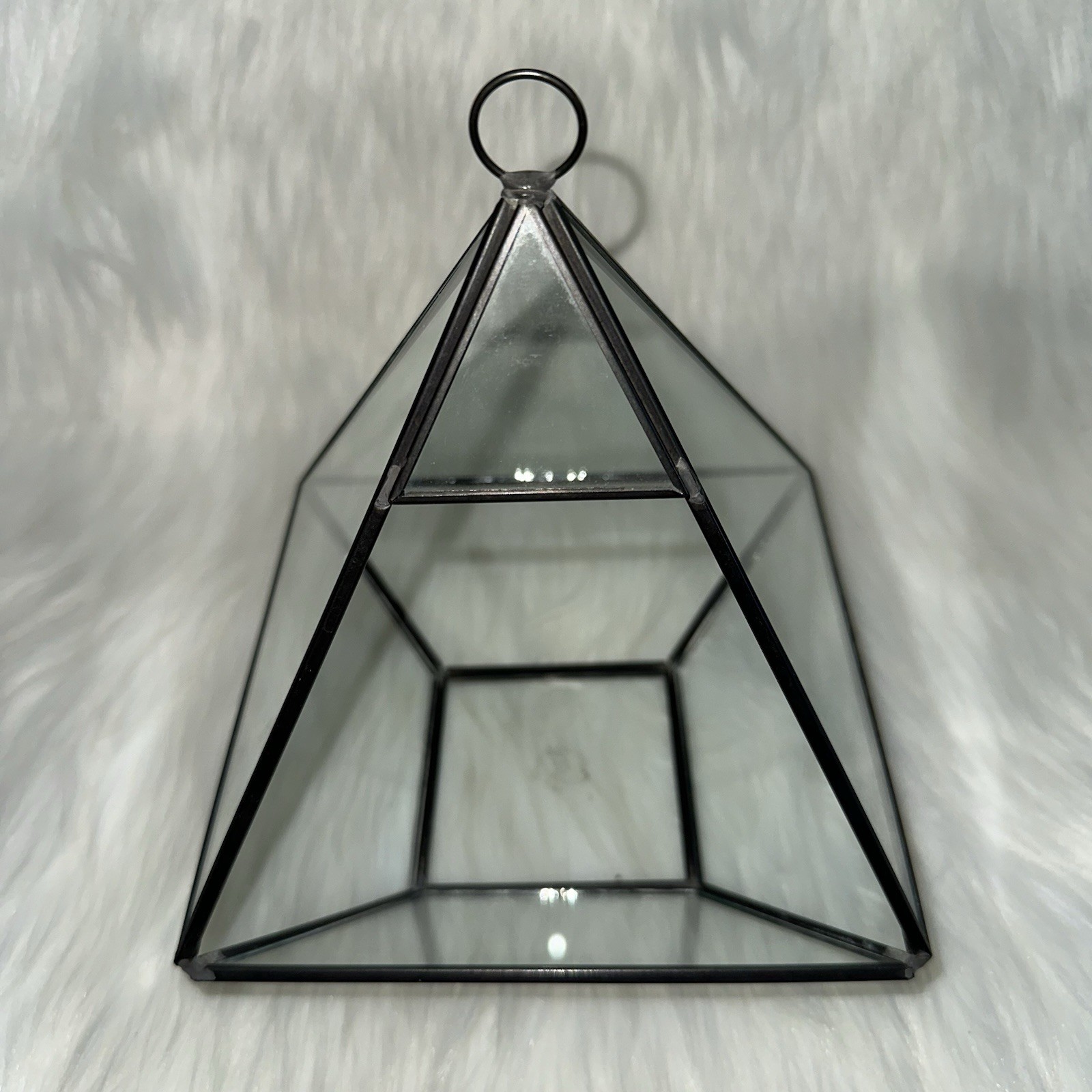 Pyramid Glass Geometric Terrarium Box Hanging/Tabletop Planter Succulents 8in