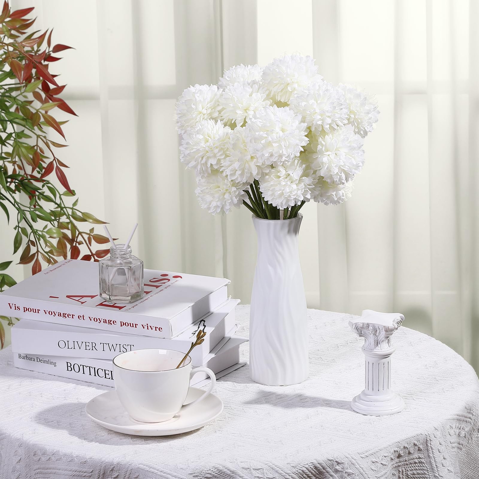 Ovveroche 36 Pcs Artificial Flowers Chrysanthemum, Fake Hydrangea Flowers wit…