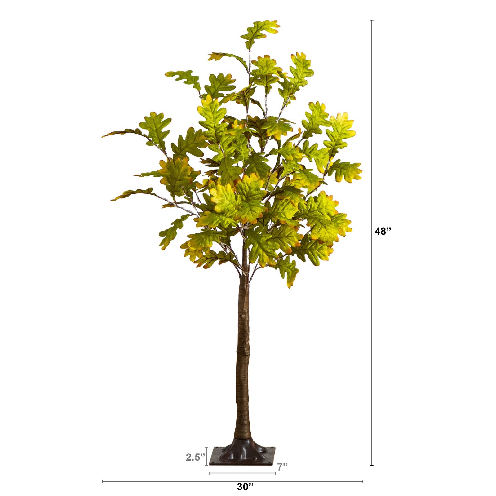 Nearly Natural 4ft Pre-Lit Green Autumn Oak Fall Tree w/ 150 Warm White LED
