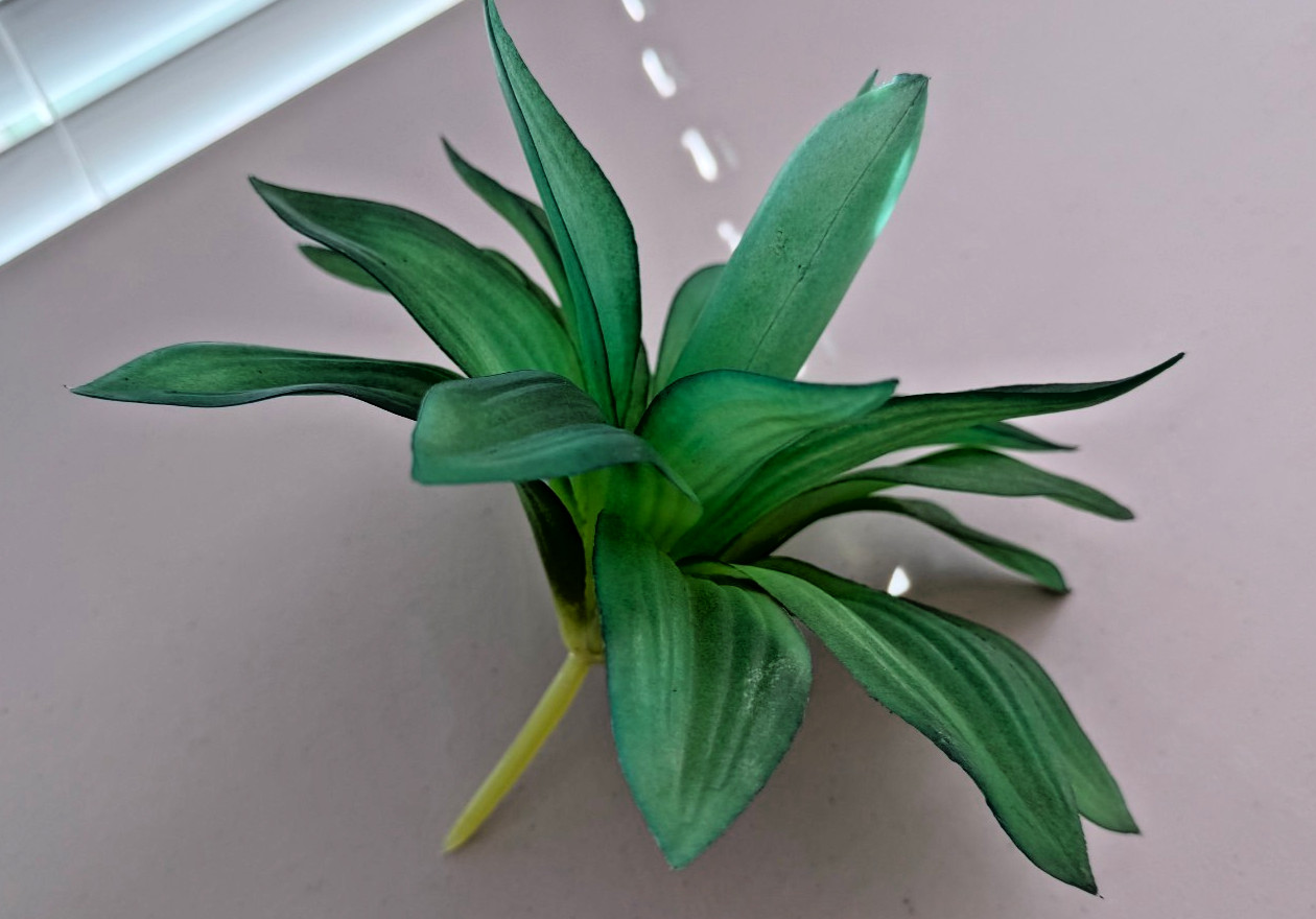 Lot 2 Faux Dracaena or Bromeliad artificial plastic plant picks (Sh17)