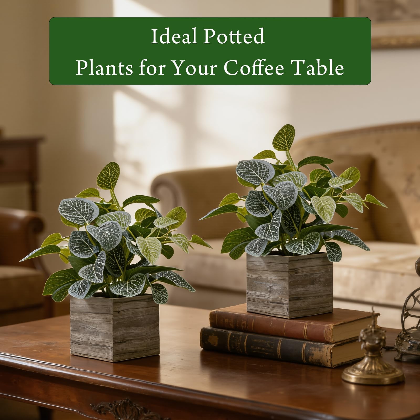 2 Pack 12″ Medium Eucalyptus Fake Plants, Artificial Plants Indoor with 4 Inch