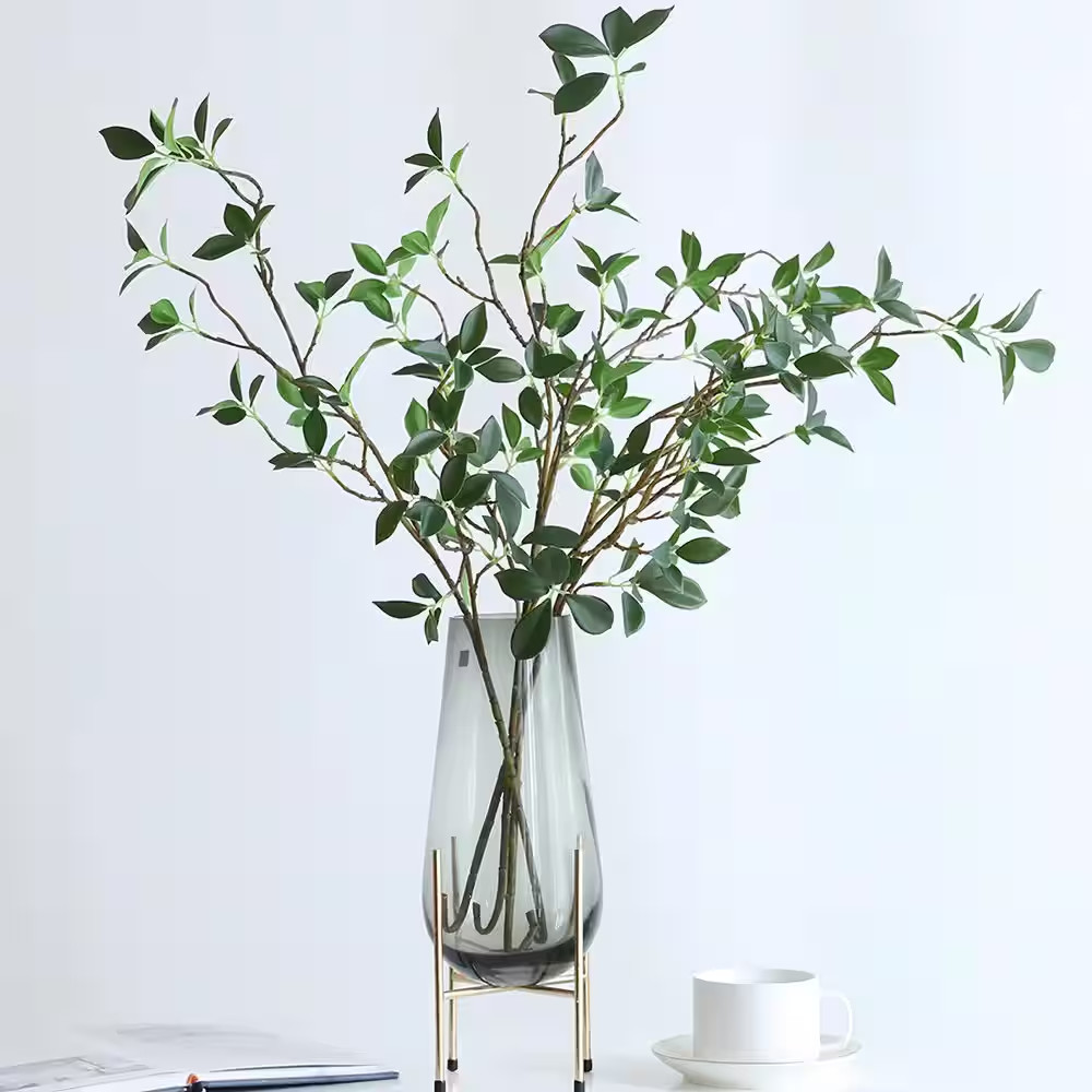 27 In. Green Artificial Ficus Tree Branches Foliage for Vase Fillers Home Office