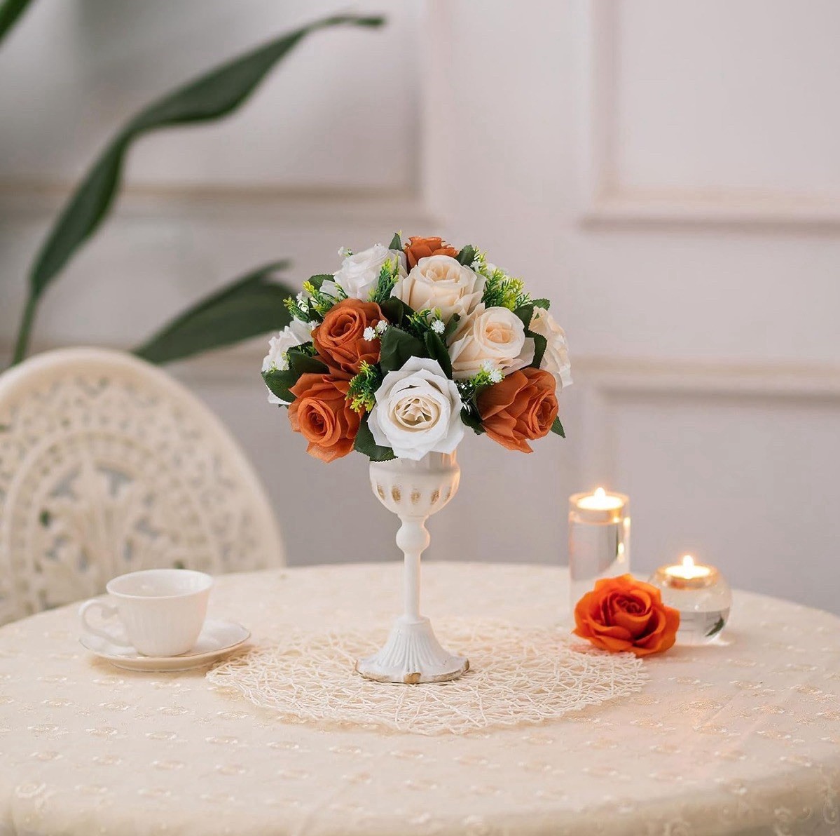 BLOSMON Flower Balls Wedding Rose Centerpieces 6 Pcs Terracotta Fake Flowers
