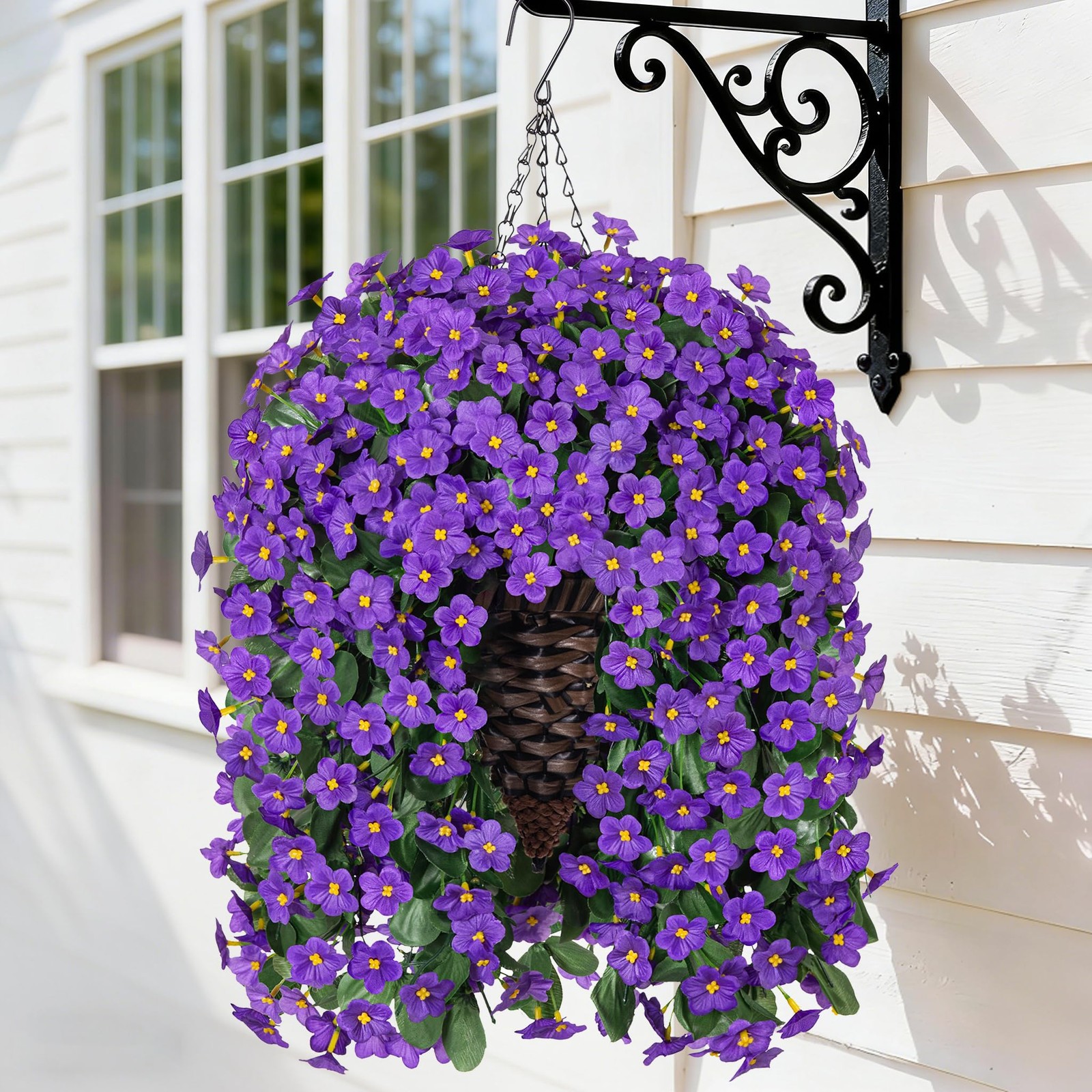Artificial Fake Outdoor Hanging Flowers Plants Basket for Outside Porch Decor…