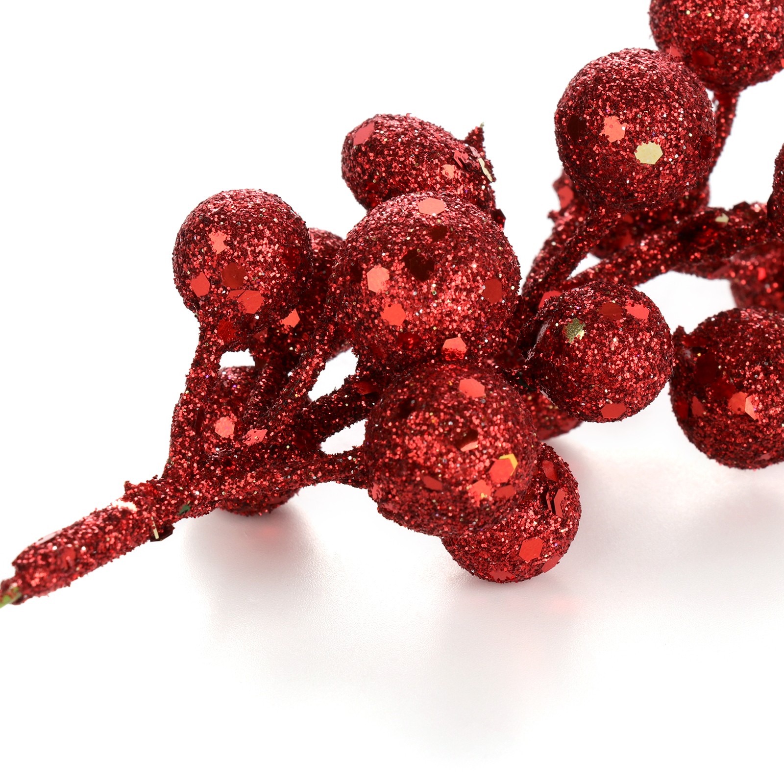 3Pcs Xmas Tree Decoration Berries Shining Sequined Simulated Wreath Rattan