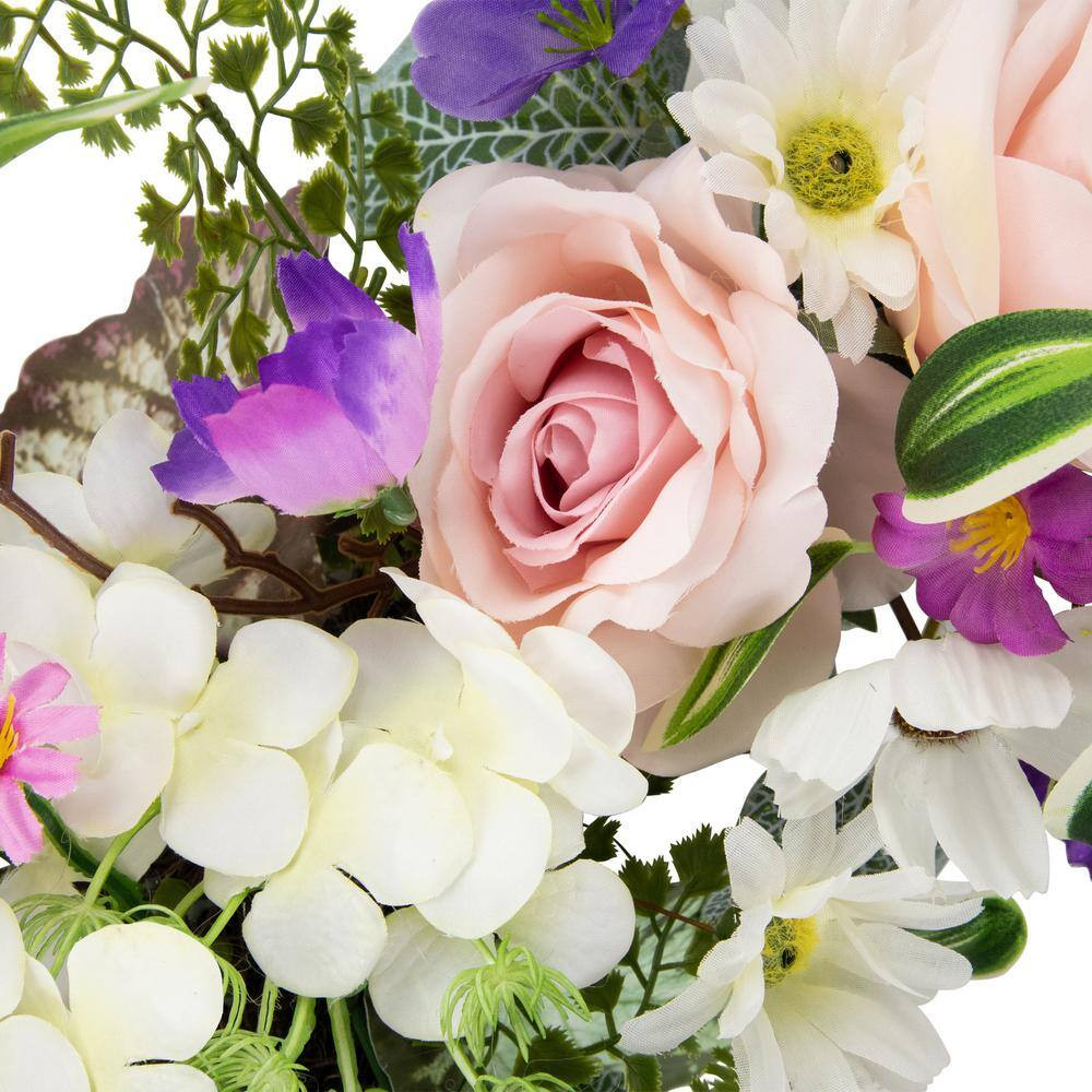 24 In. Mixed Floral and Fern Artificial Spring Wreath