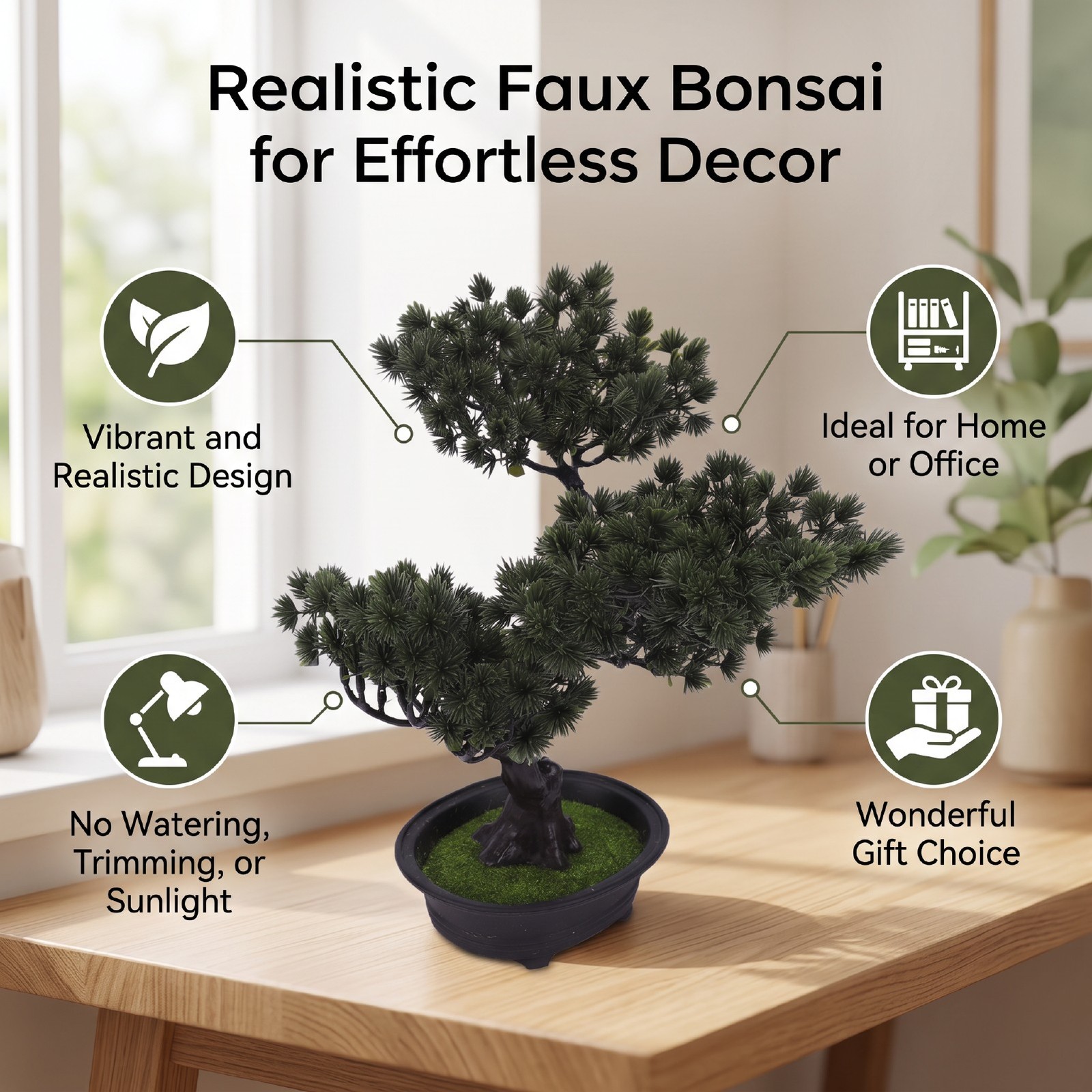 Artificial Bonsai Tree Indoor Small Fake Plant Faux Bonsai Tree Wi CHU