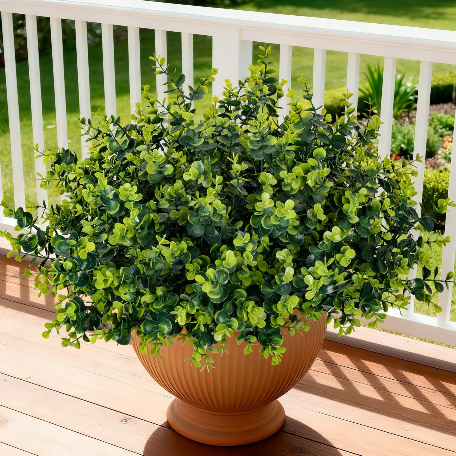 Artificial Fake Greenery Plants Boxwood Shrubs Grass for Outdoor,12 Bundles