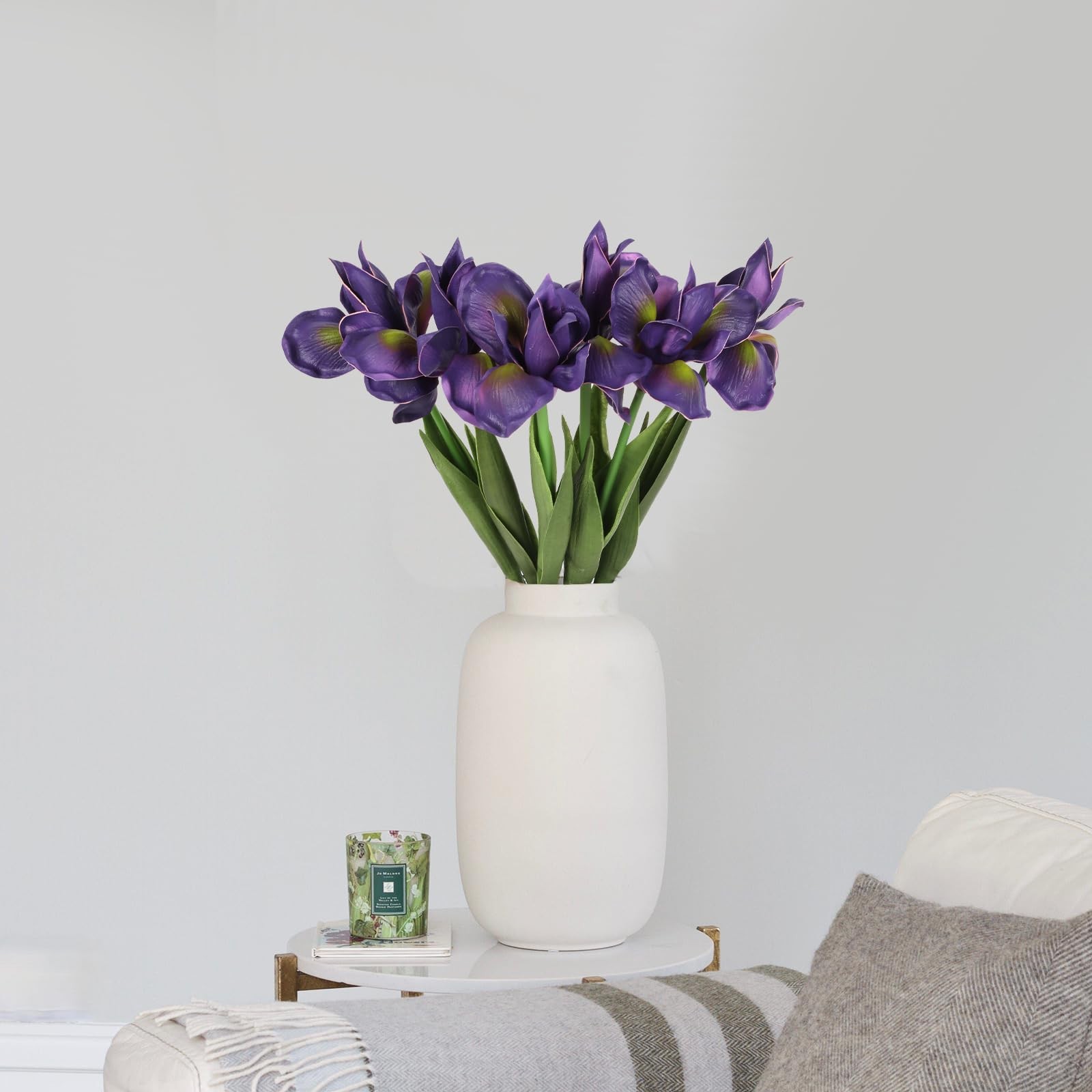 Purple Iris Flowers Real Touch 6 PCS Iris Artificial Flowers 18.9 in Long Ste…