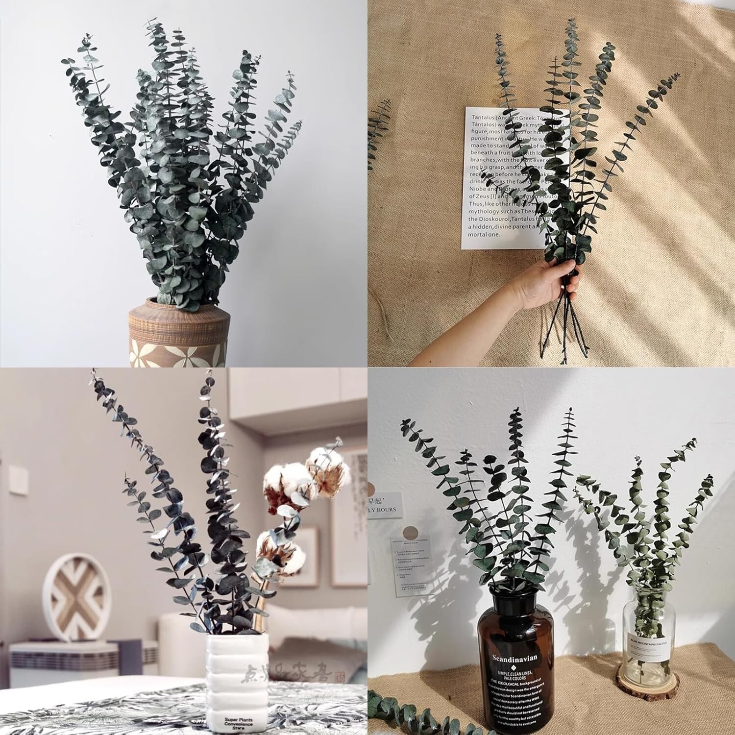 17 Inch Shower Hanging Preserved Eucalyptus Stems Plant Fresh Real Leaves 12 pcs