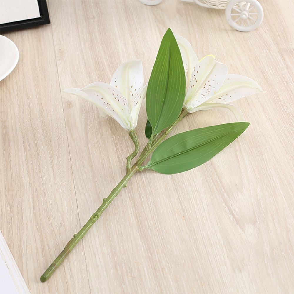 2heads 3D Printed Lily Artificial Flowers Real Look for Wedding Party Home Decor
