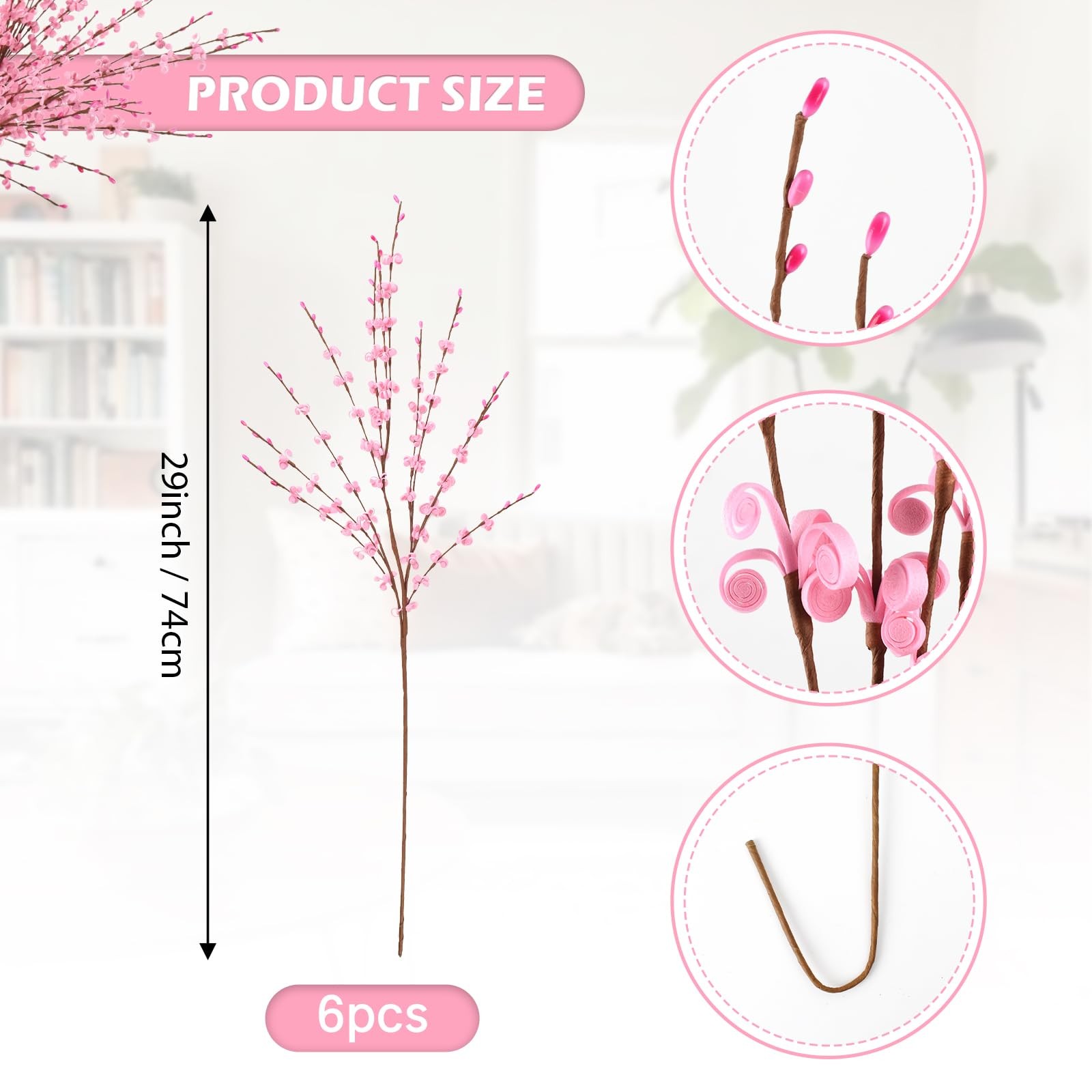 Artificial Jasmine Flowers with Long Stem 6Pcs 29.5″ Fake Flower Bouquet Faux…