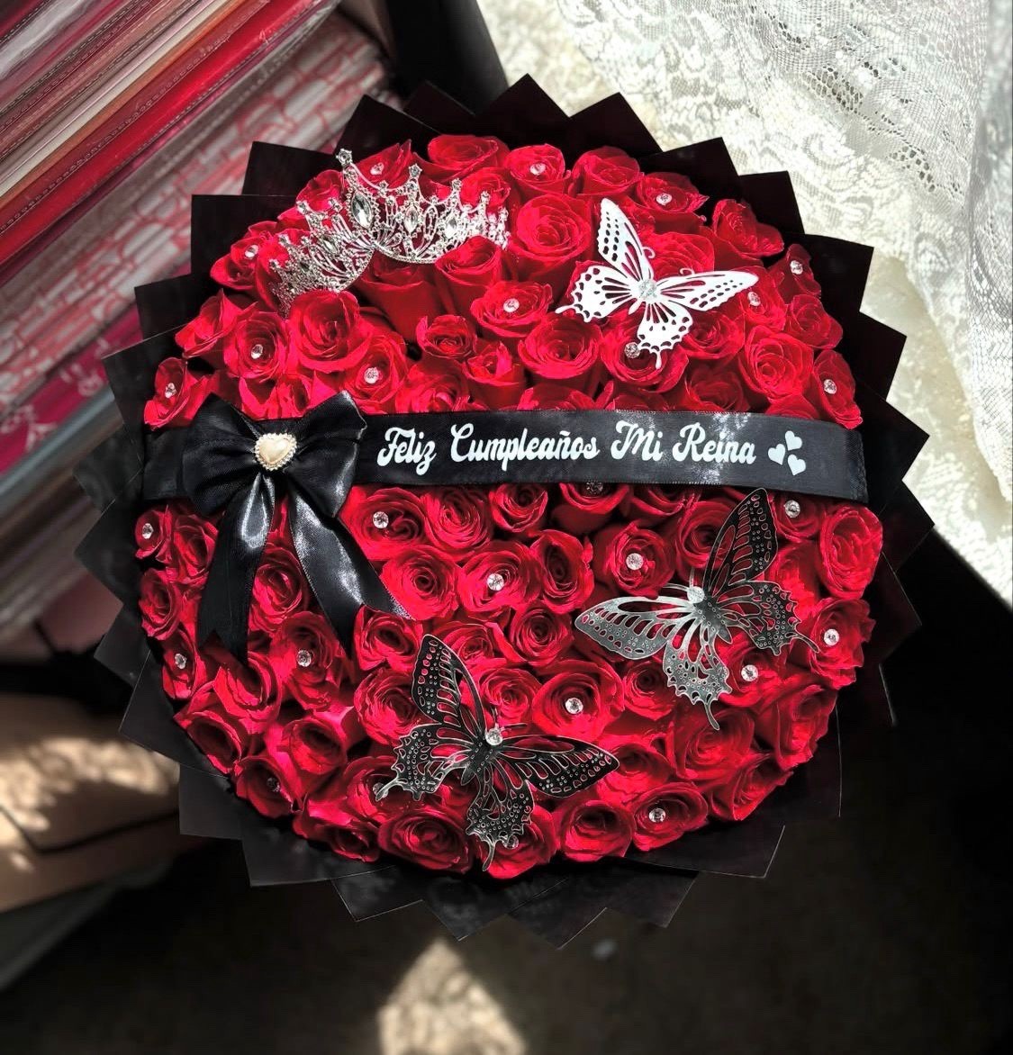 Barroeta by Isa Artificial Red Rose Bundle with Decorative Ribbons & Messages