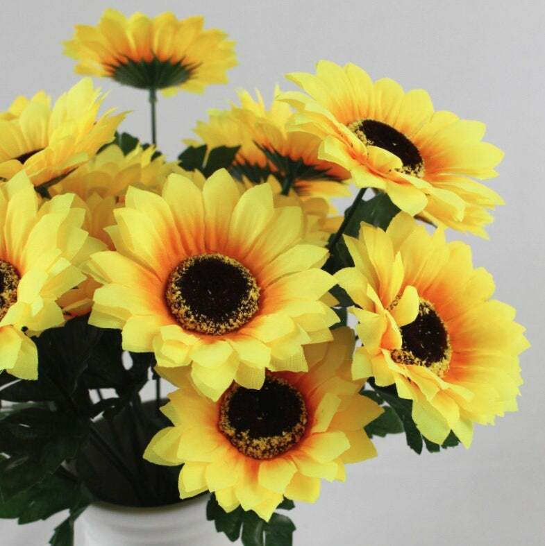 21″-Fake Sunflower Silk Flowers 6″ Head Floral Bouquet Party Wedding Decor USA