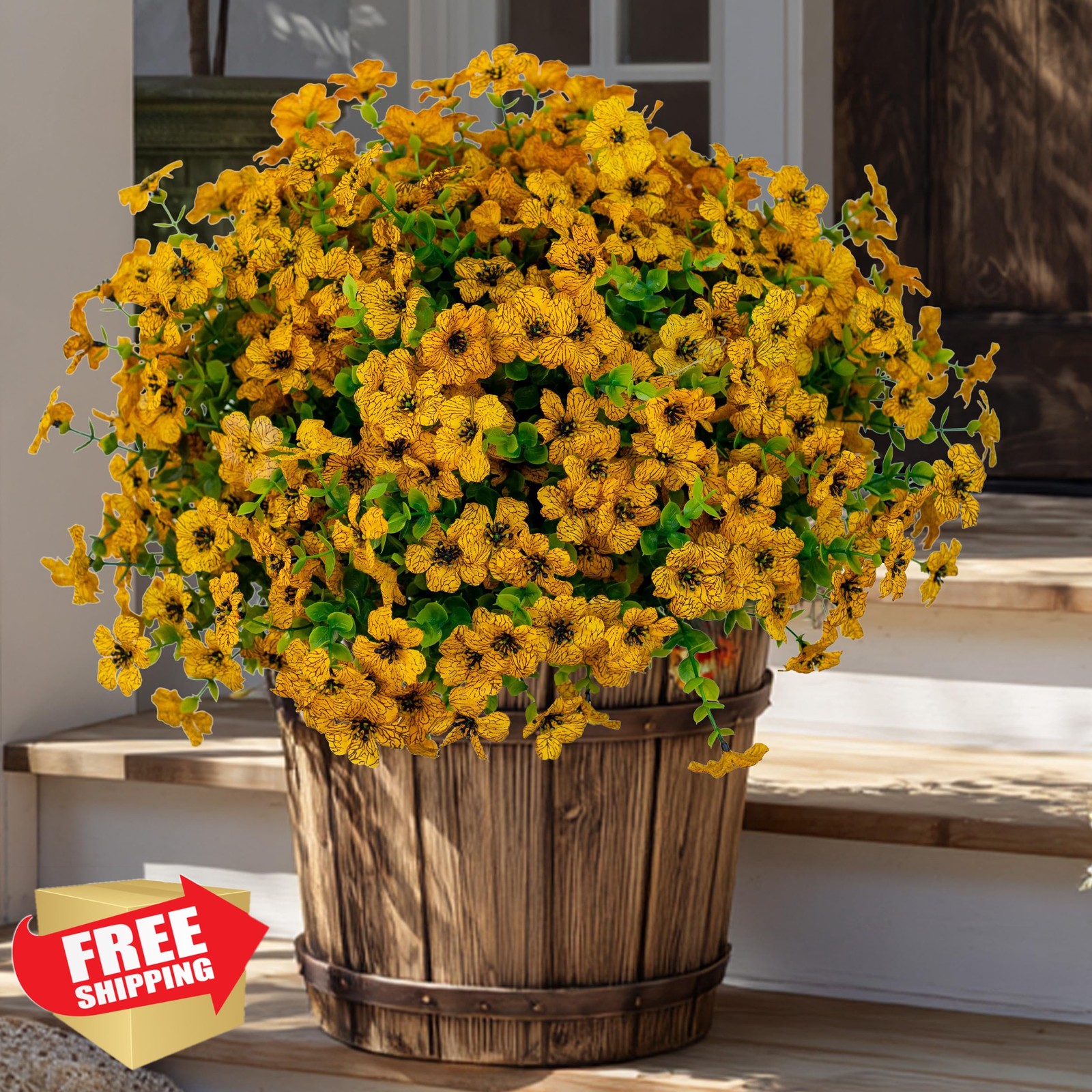 AXYLEX Yellow Fake Mums Fall Flowers 16 Bundles Outdoor