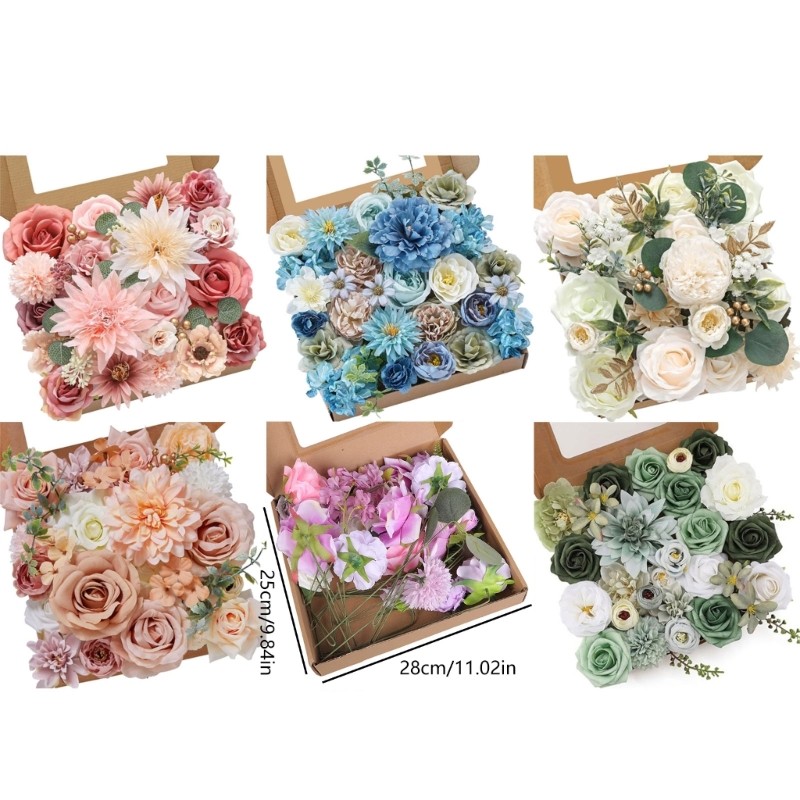 Artificial Silk Flower Assorted Color Fabric Flower Wedding Flowers Gift Box