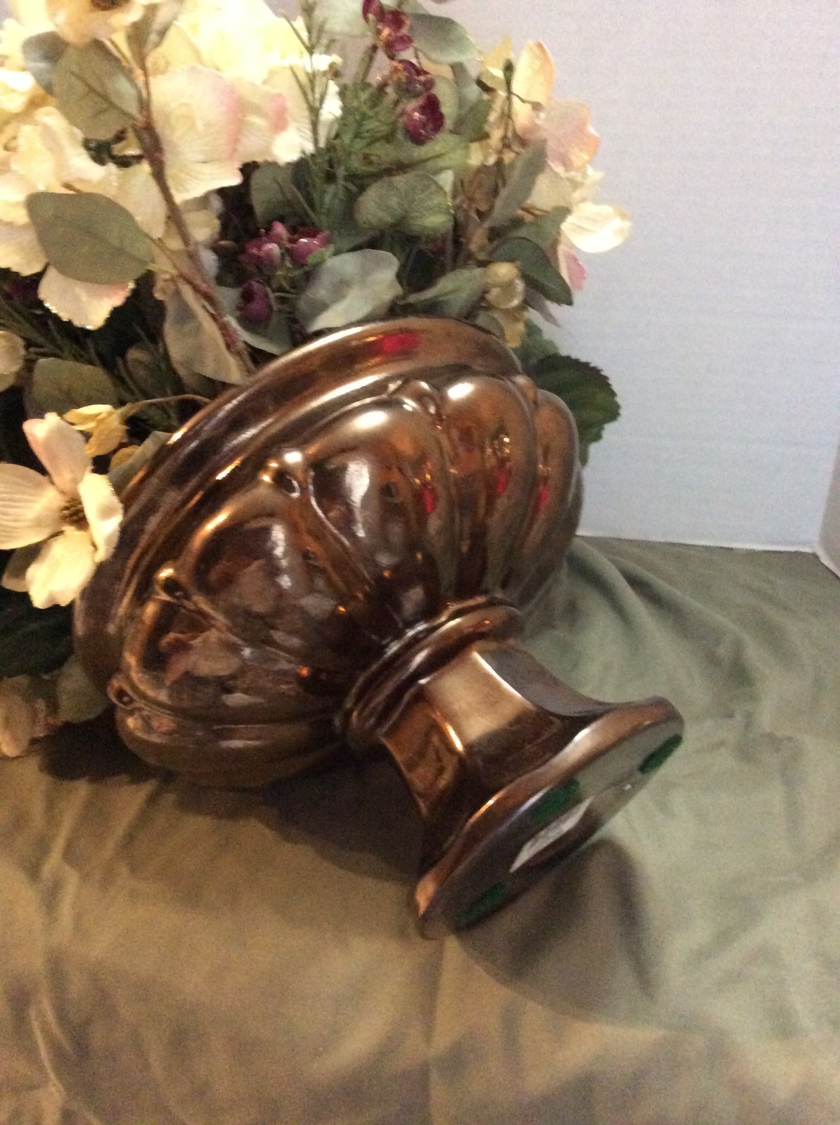 Beautiful Floral Arrangement in Bronze Colored Glass Vase