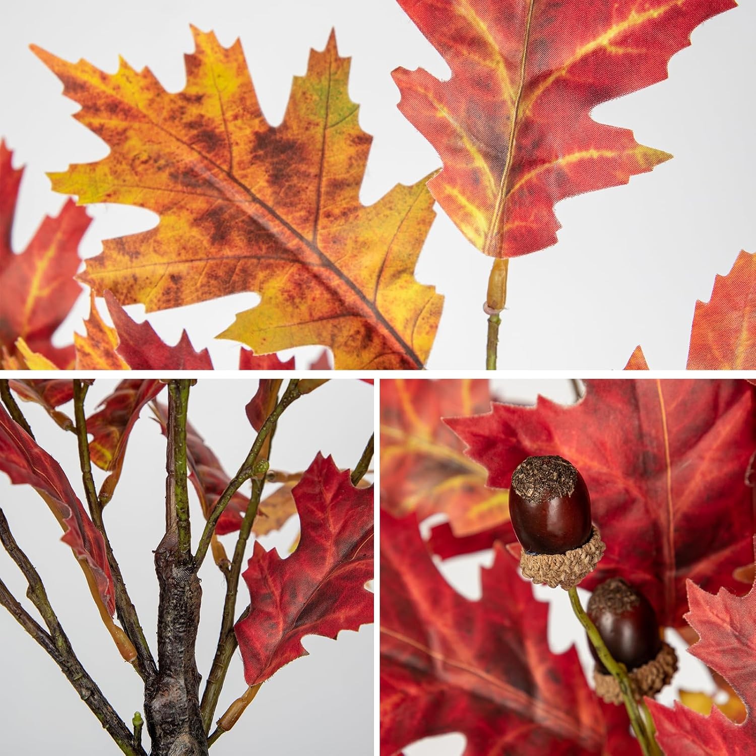 Fall Artificial Maple Tree Potted – 20″ Faux Autumn Leaf with Dark Red