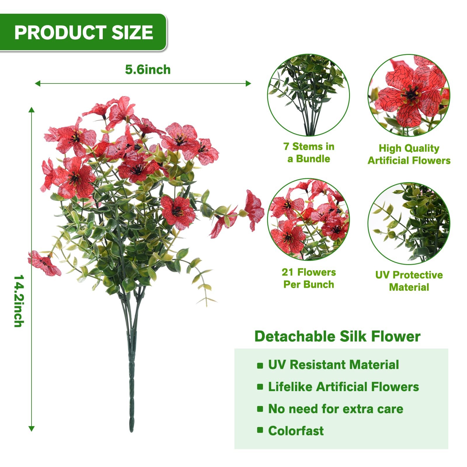 Artificial Flowers Fake Plants for Outdoors Spring Decoration, 13Bundles Silk…