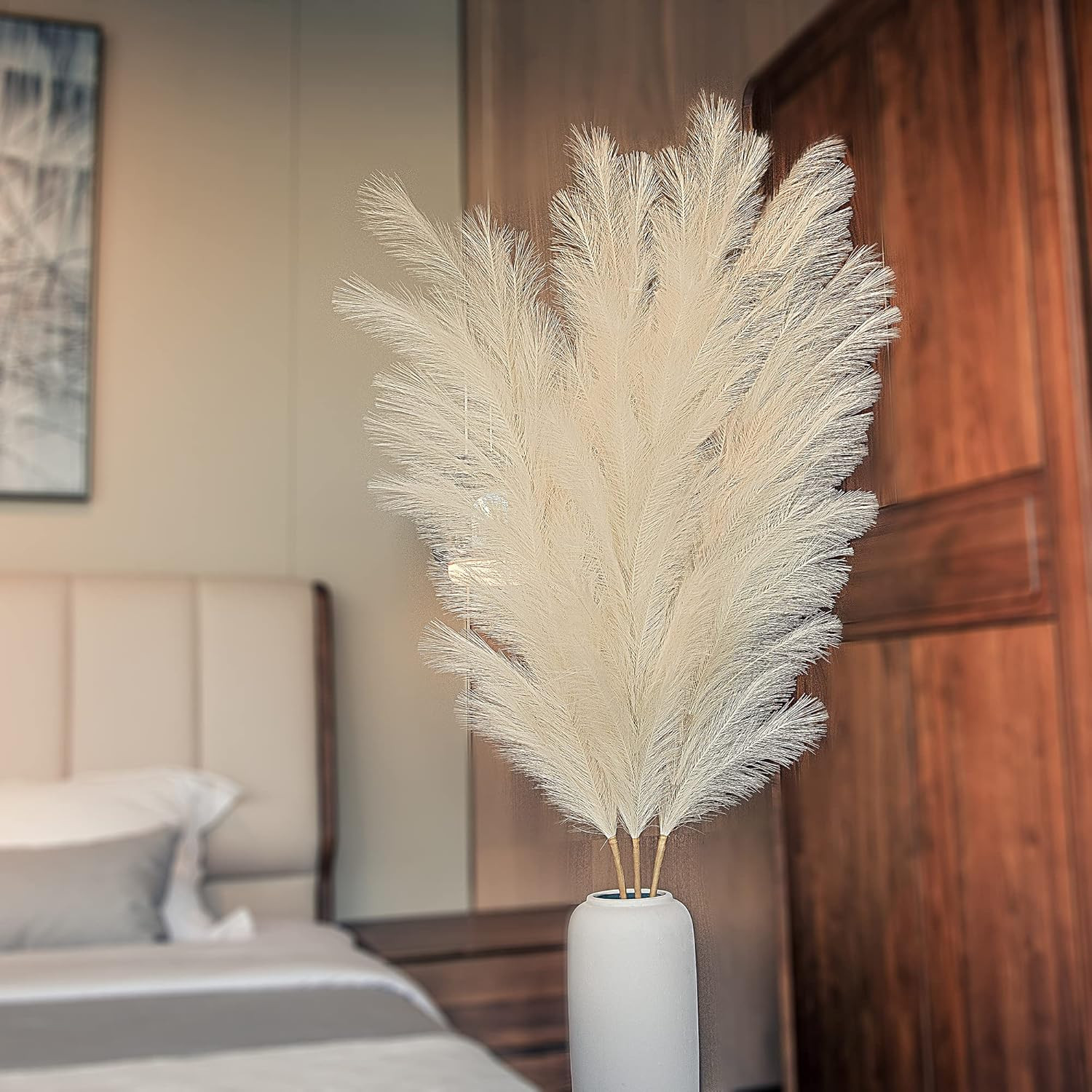 3Pcs 71″ Large Pampas Grass Decor, Tall Faux Fluffy Artificial Dried Pompous Gra