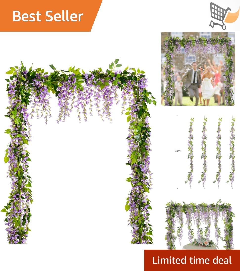 Artificial Wisteria Garland 28.8ft Silk Flowers for Wedding Garden Home Decor