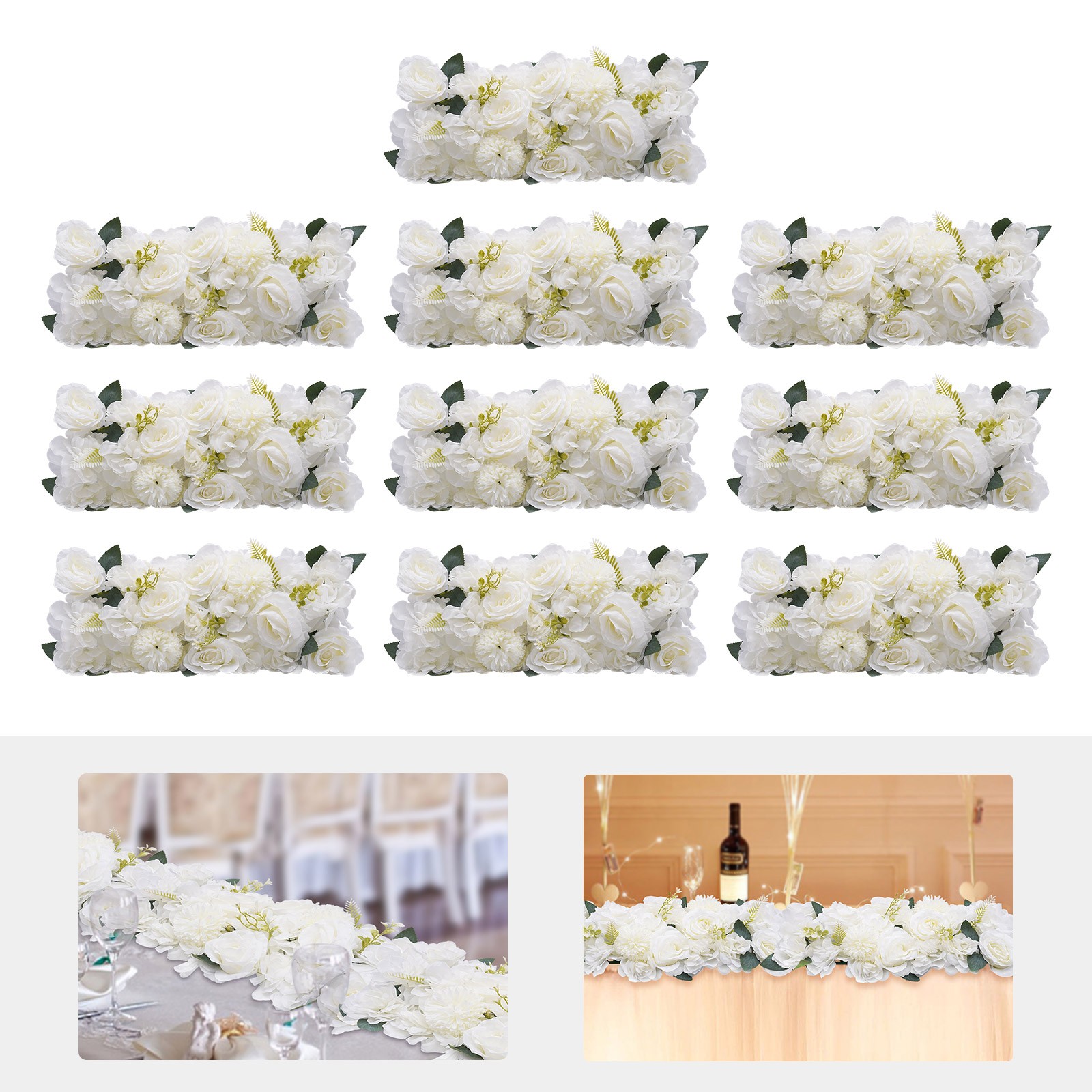 White Silk Wedding Centerpieces Set Of 10 U-Shaped Free-Standing 52 × 28 cm