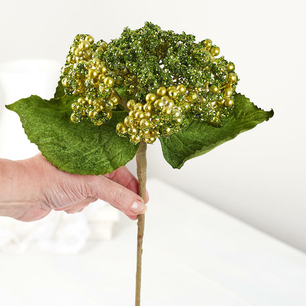 Green Sequined Berry Cluster Embellishing Pick