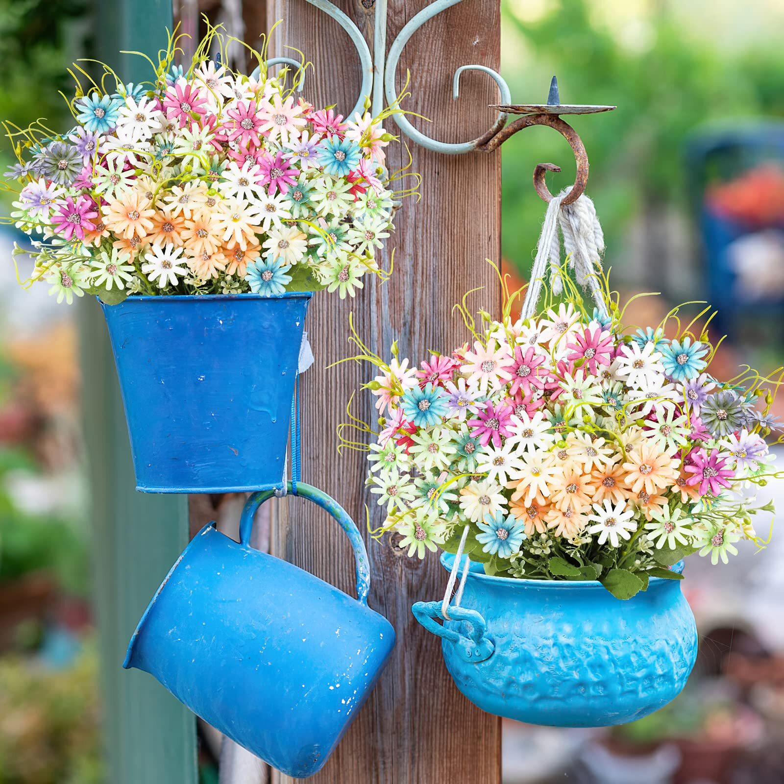 6 Bundles Wildflowers Fake Daisy Outdoor Artificial Flowers UV Resistant Silk…
