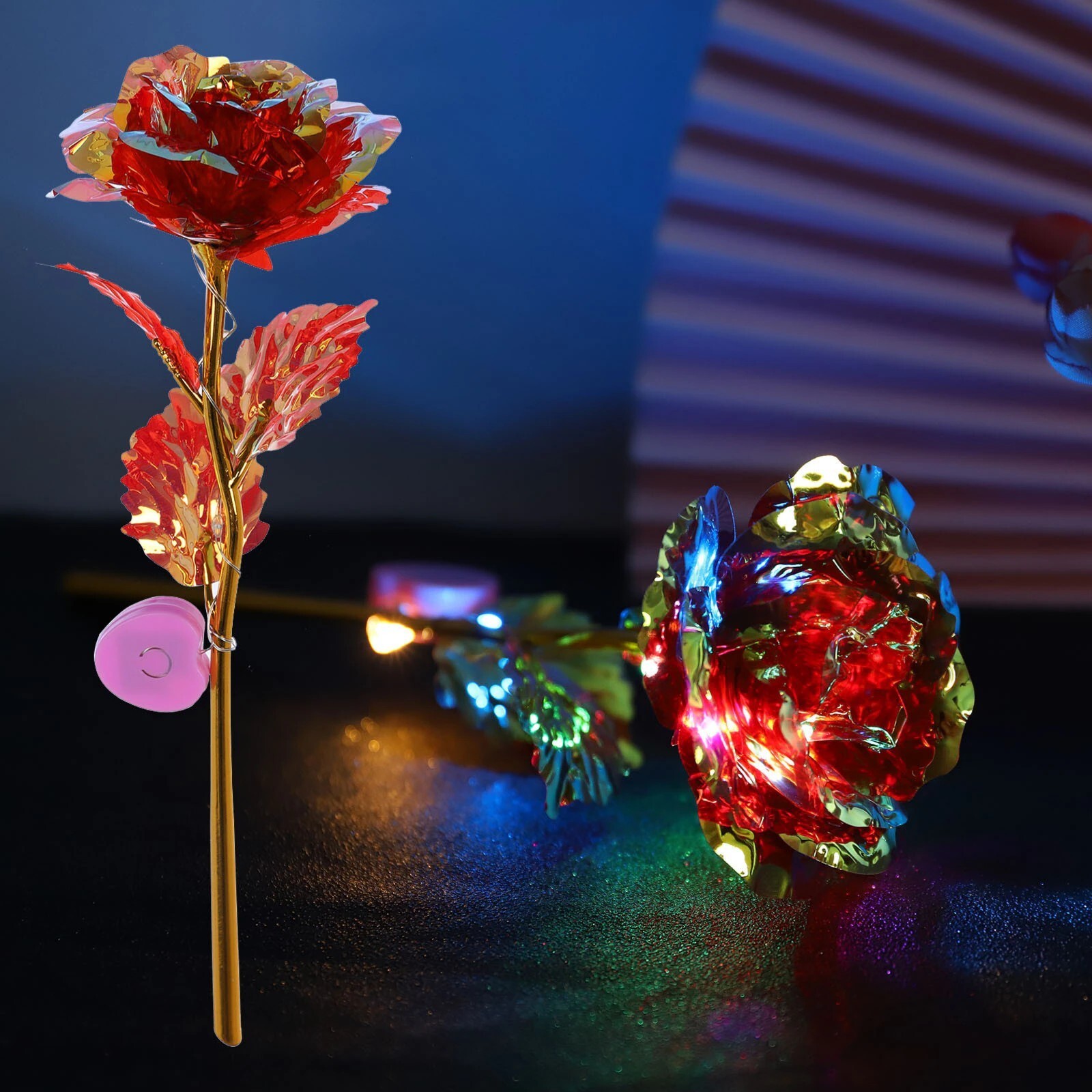 24K Gold Foil Luminous Galaxy Crystal Rose Flower Creative Mother ‘Day Forever L