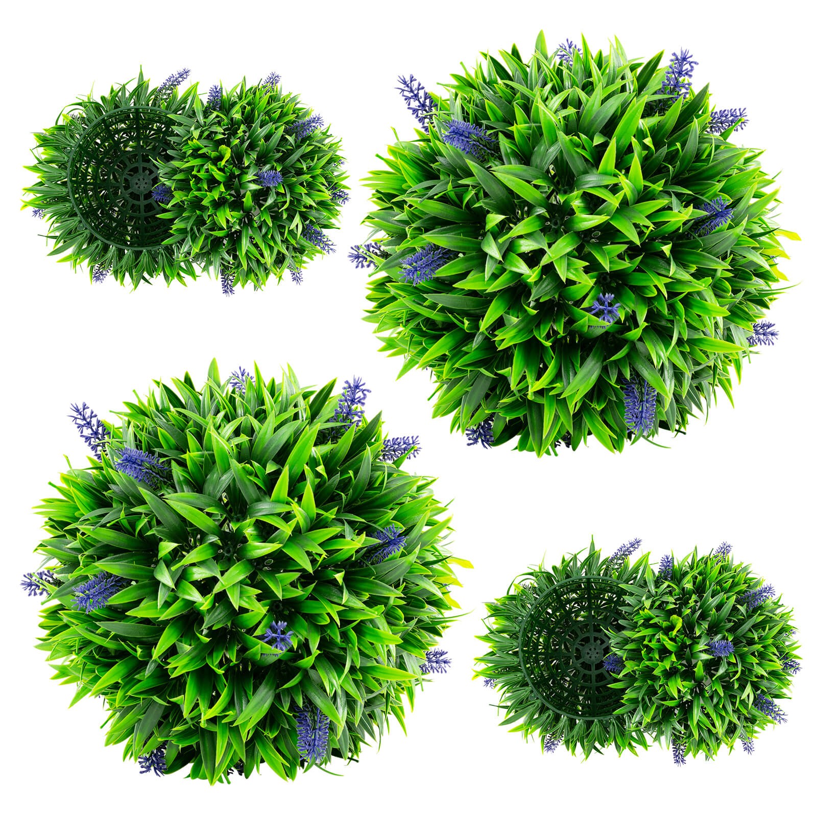 2 PCS Artificial Lavender Topiary Balls w/ Flowers Sun-protective Indoor Outdoor