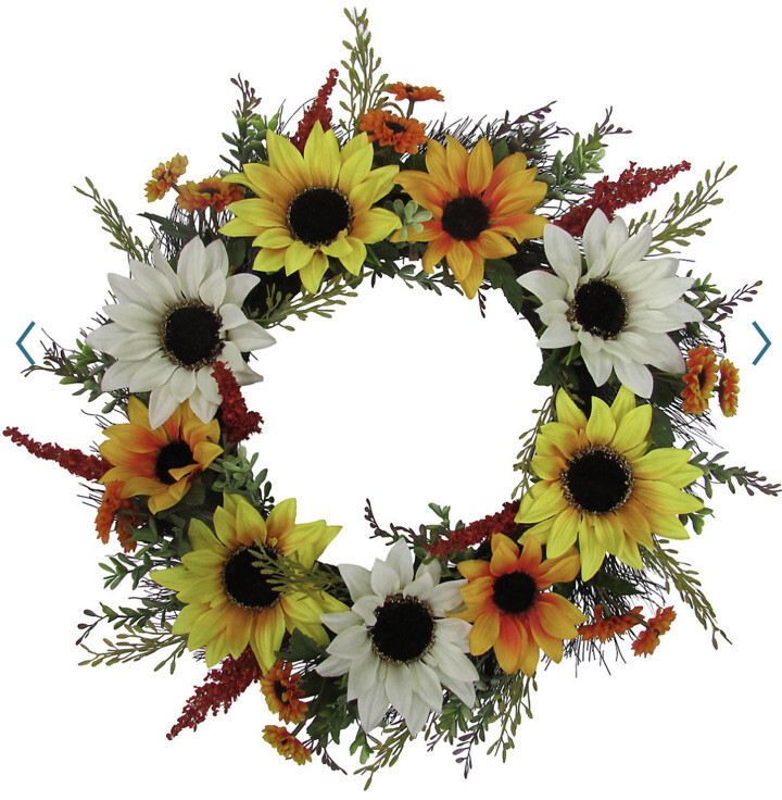 Cute Sonoma Fall Wreath Artificial Sunflower Wreath for Front Door 22 inch Large