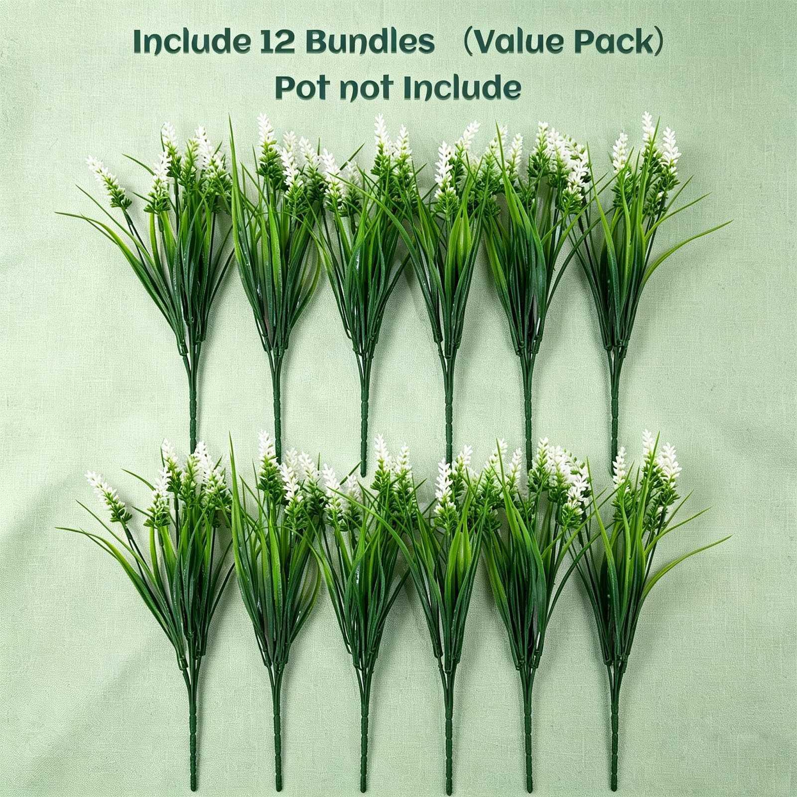 12Pcs Artificial Fake Flowers Monkey Grass for Outdoors, UV Resistant Realist…