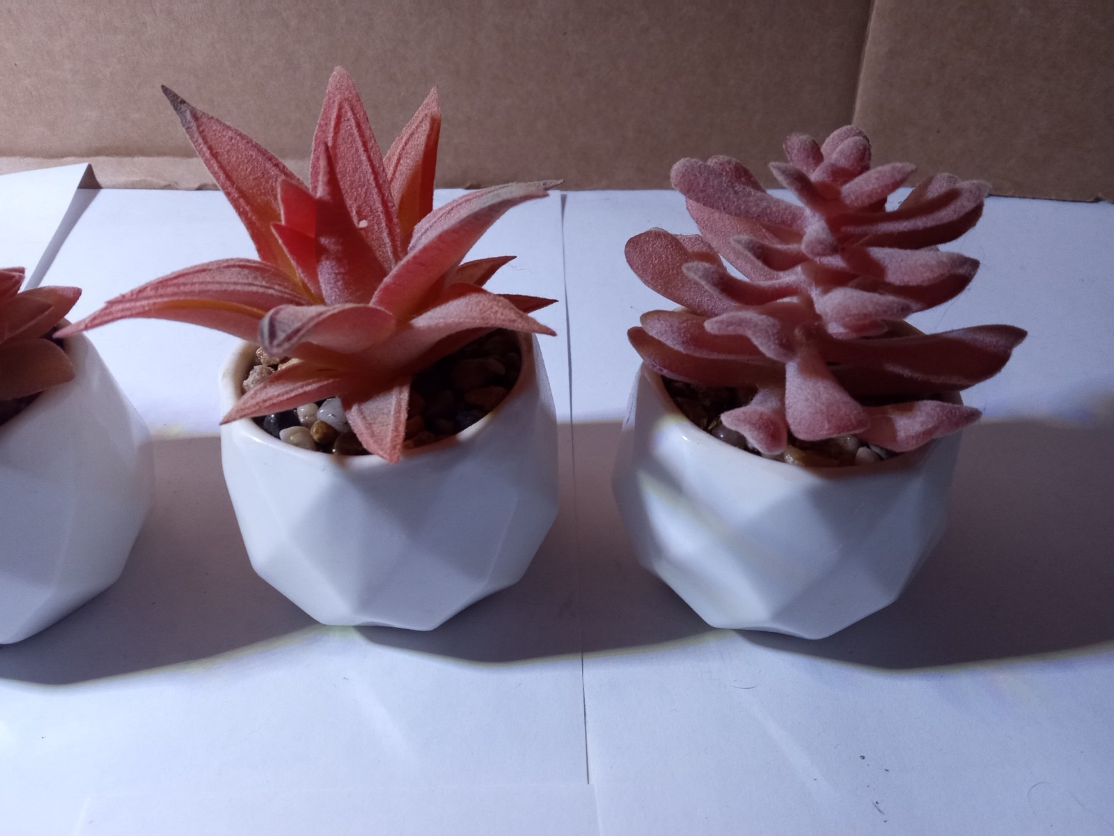 Faux Mini Pink Succulents In Ceramic Pots Set Of 4 Office, Home Decor