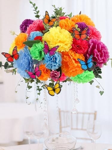 108pcs Silk Marigold Flower Heads with Stems – Mixed Colors for Dia de los Muert