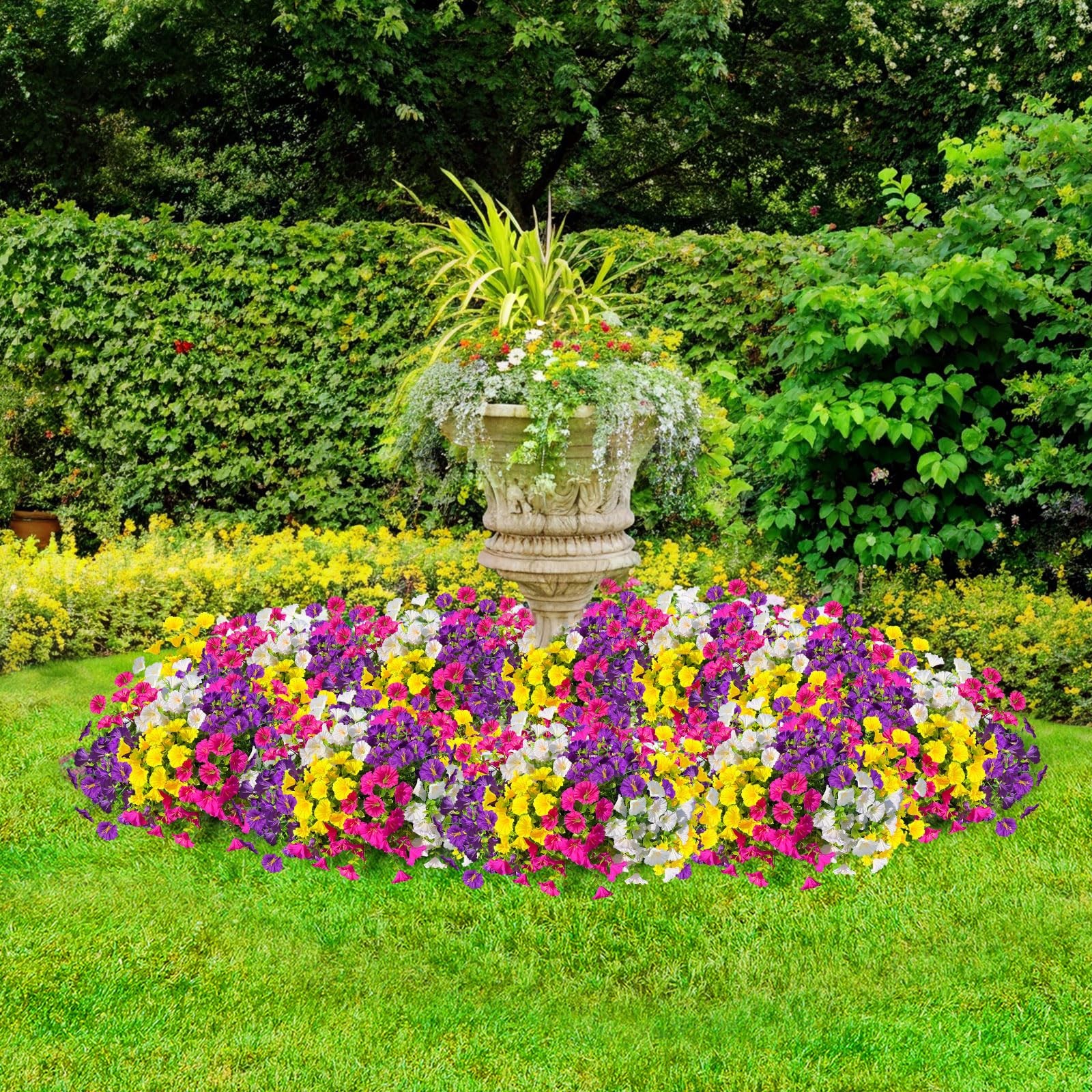 18 Bundles Artificial Faux Flowers Plants for Outdoors Decor-4 Colors