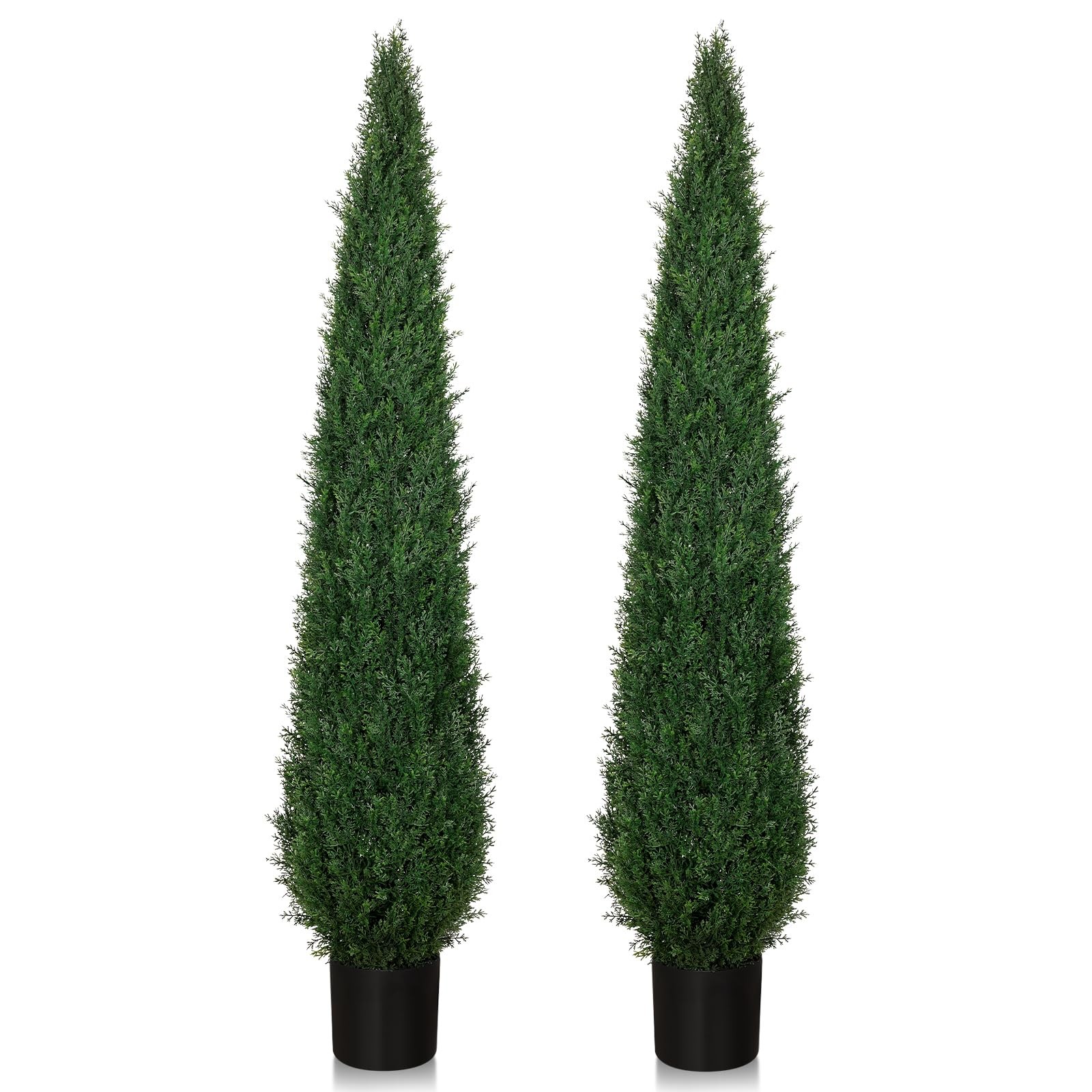 Artificial Cedar Trees for Outdoors Faux Cypress Topiary UV Resistant Set of 2